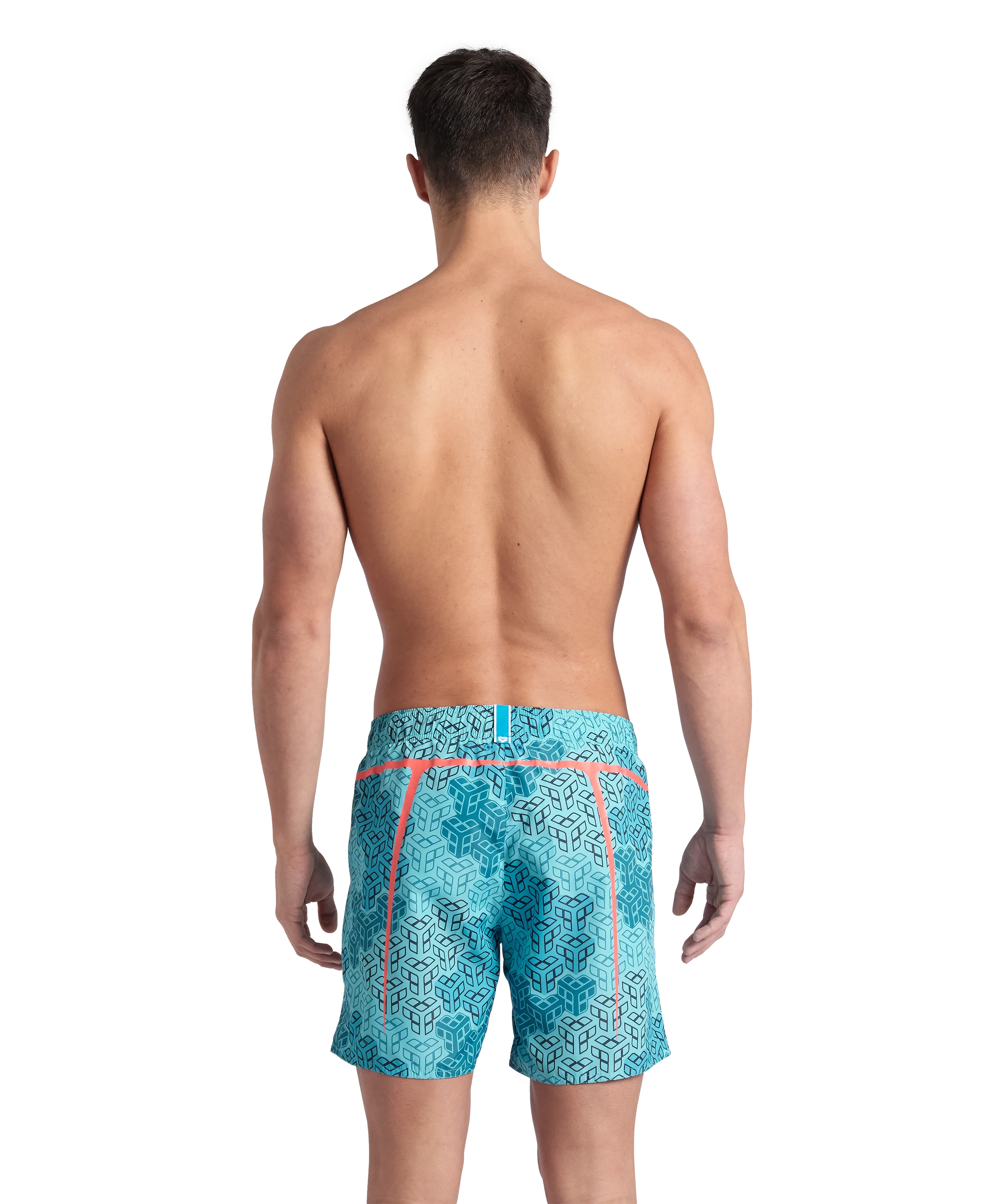 Arena Men Beach Swimwear Prints All Over Boxer Water Multi Fluo Red Length 41.5cm