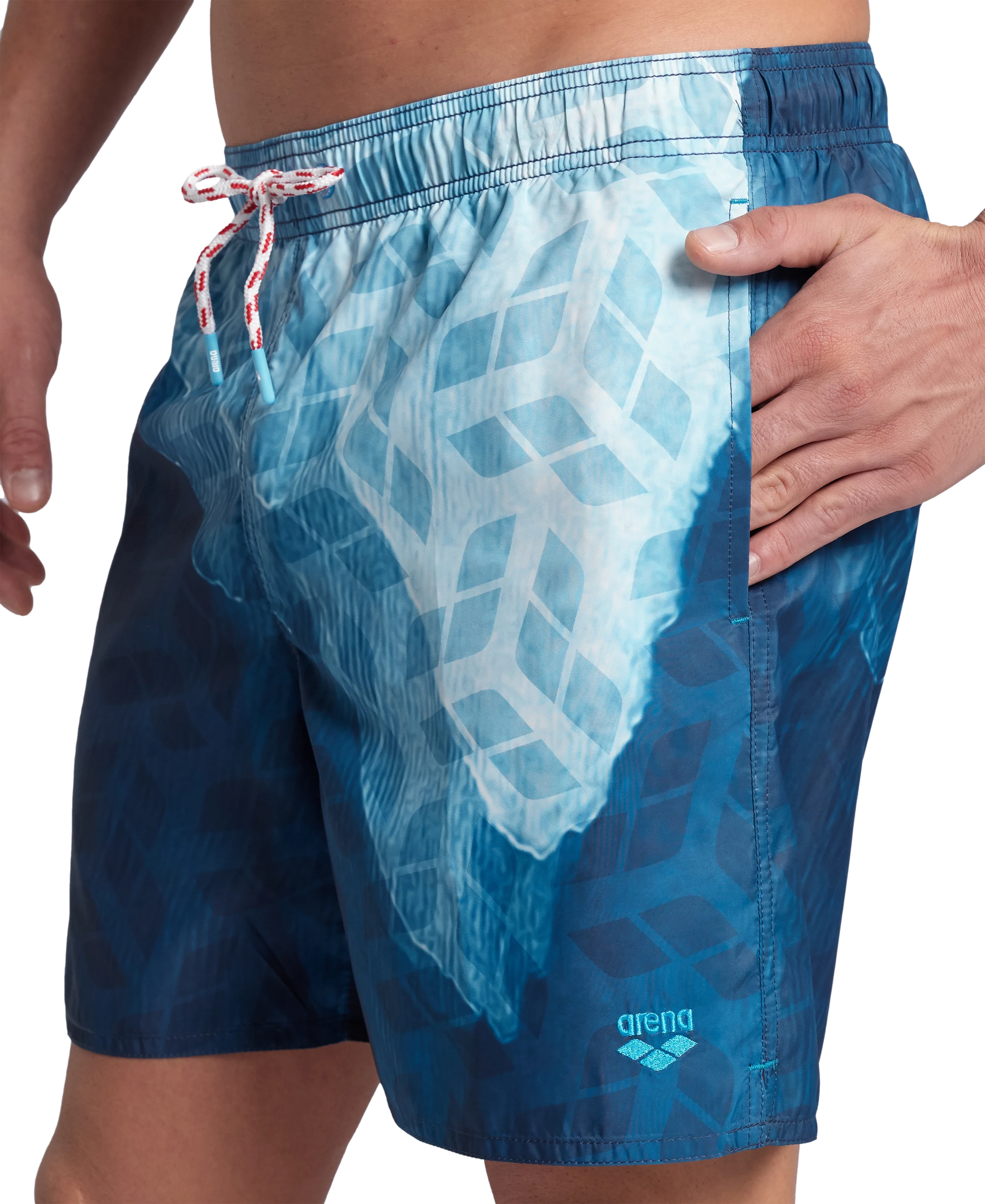 Arena Men Beach Swimwear Prints All Over Boxer White Water Monogram Length 41.5cm