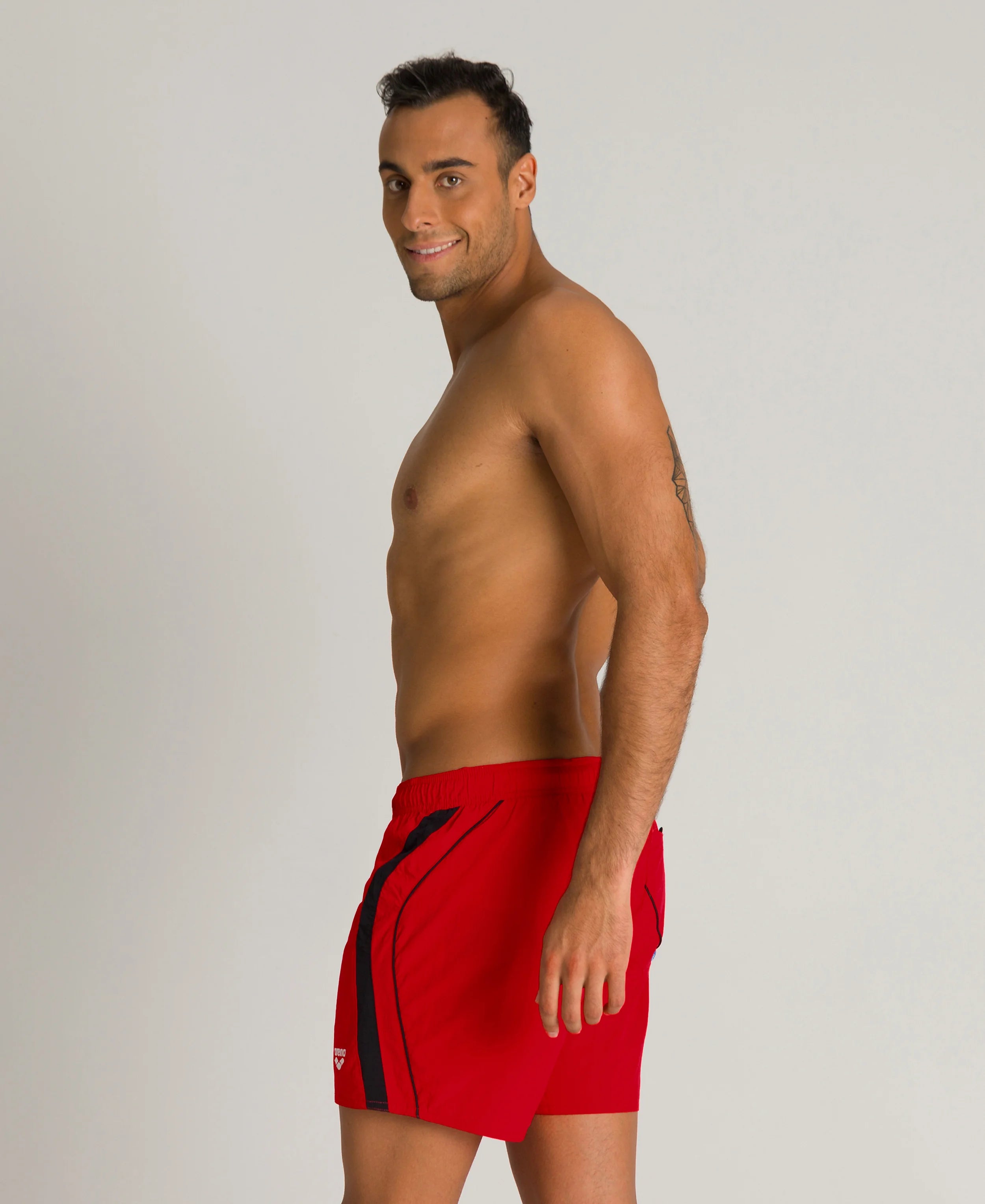 Arena Men Beach Swim Shorts Sideways Fluo Red Turquoise Black 36.5cm