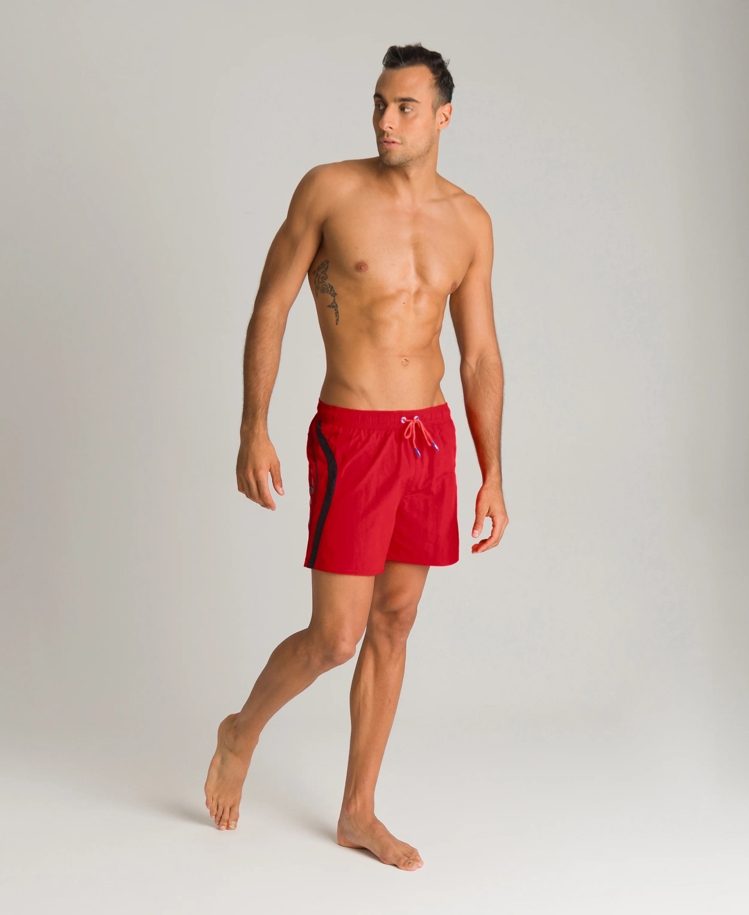 Arena Men Beach Swim Shorts Sideways Fluo Red Turquoise Black 36.5cm