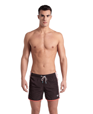 Arena Men Beach Swim Shorts Team Stripe Sepia Calypso Coral White 36.5cm