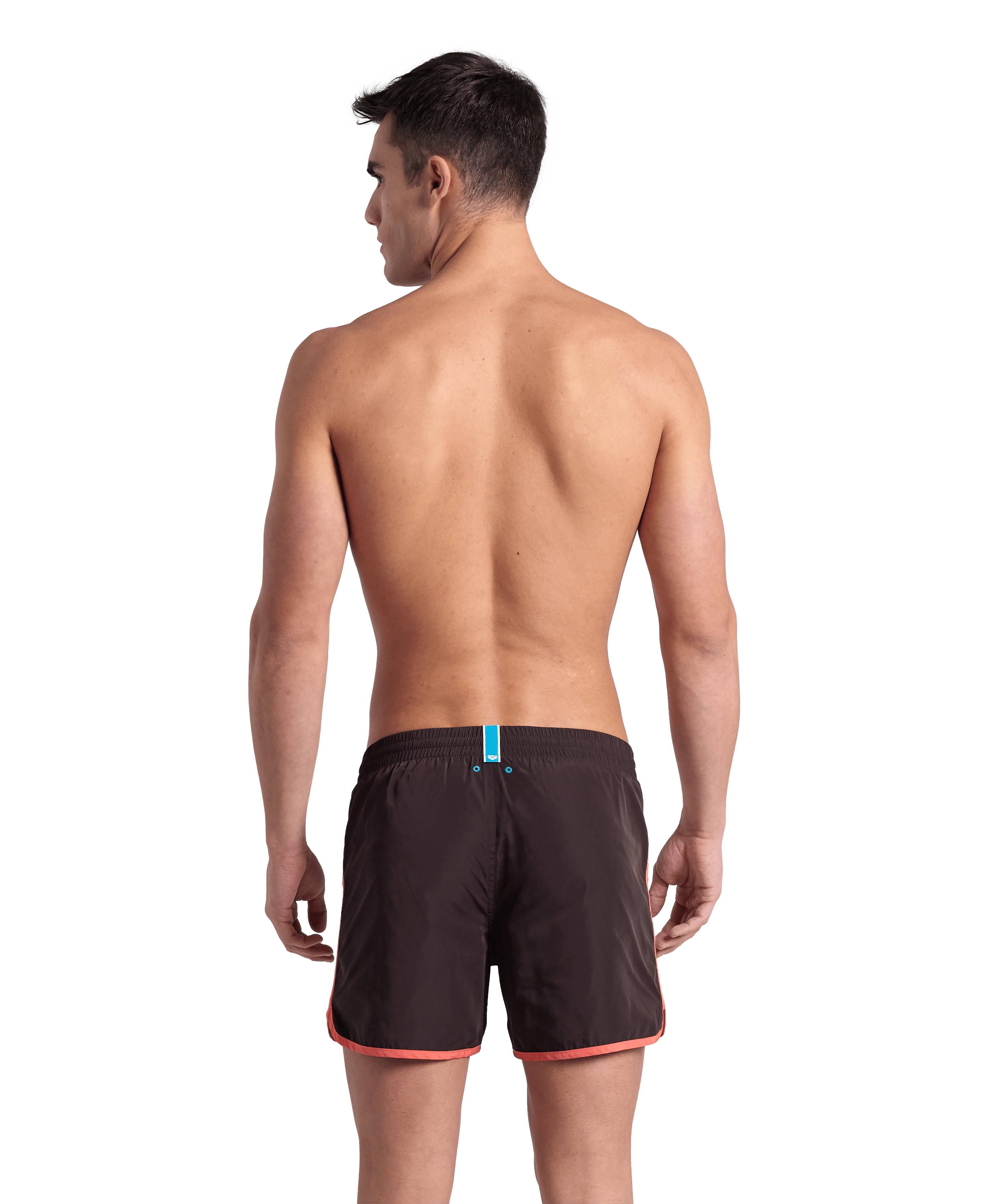 Arena Men Beach Swim Shorts Team Stripe Sepia Calypso Coral White 36.5cm