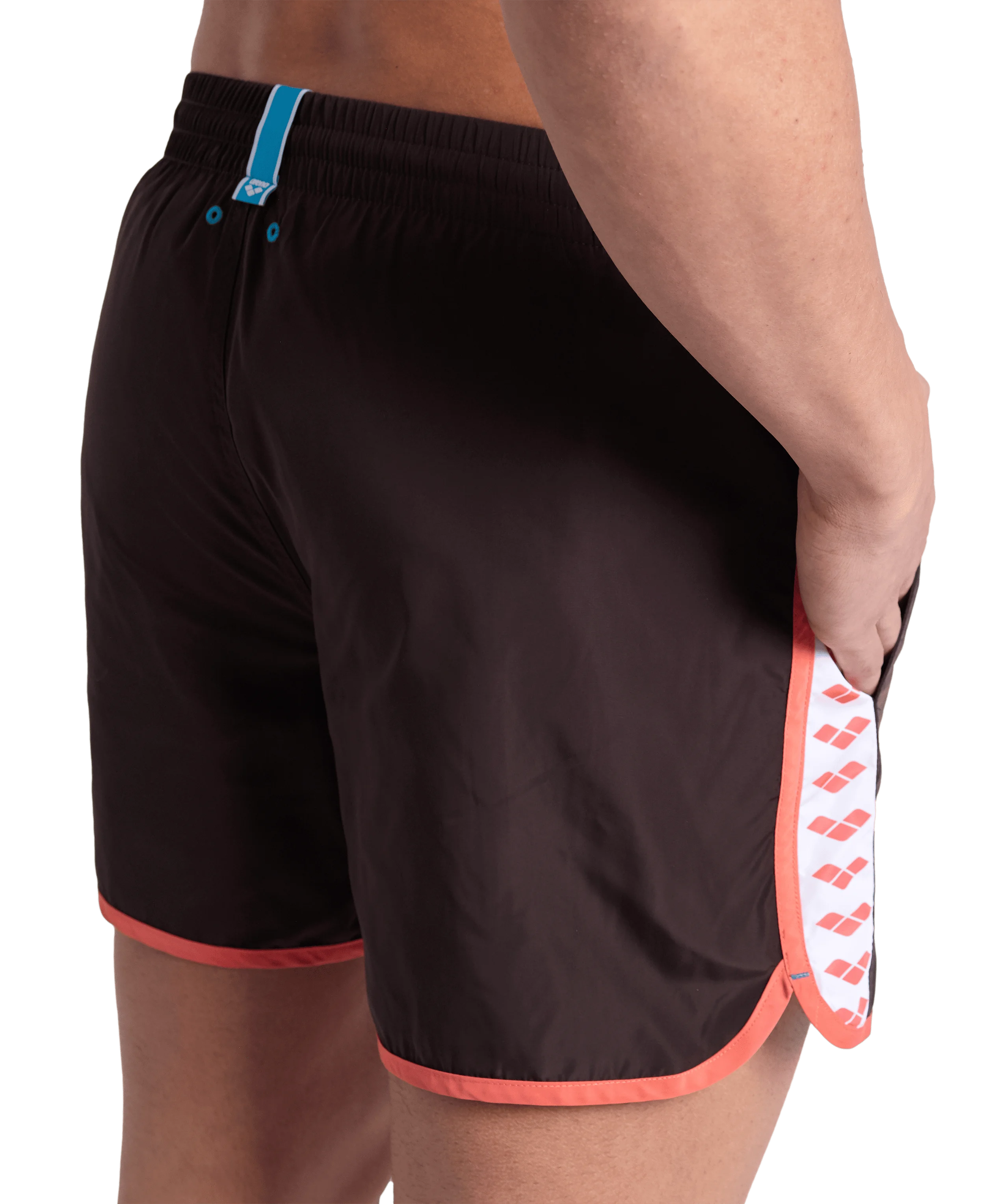 Arena Men Beach Swim Shorts Team Stripe Sepia Calypso Coral White 36.5cm