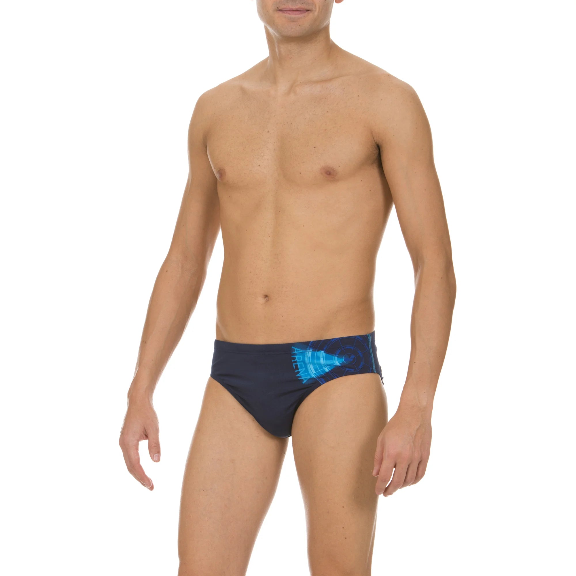 Arena Men Training Swim Briefs Compass Navy Turquoise 7cm