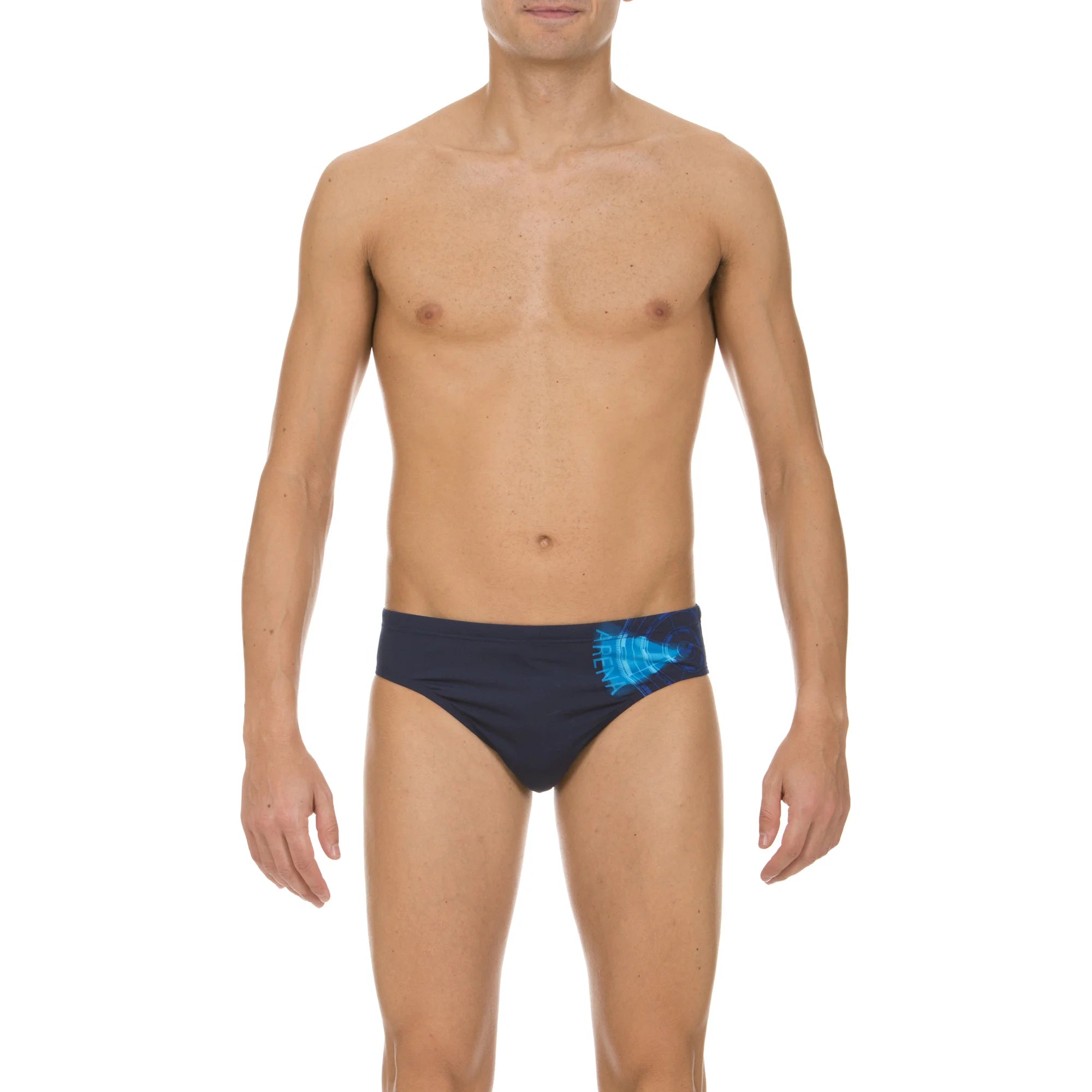 Arena Men Training Swim Briefs Compass Navy Turquoise 7cm