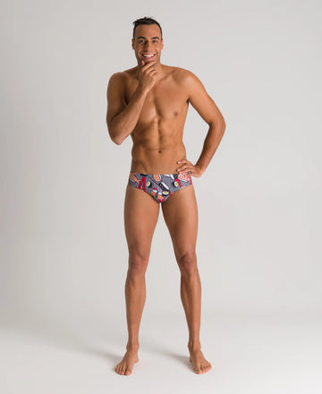 Arena Men Training Swim Briefs Crazy Sushi Black Multi 5.5cm