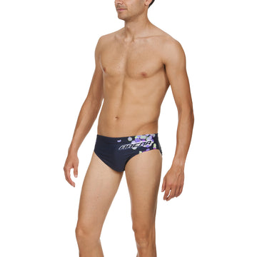 Arena Men Training Swim Briefs Flake Navy Agata Violet 7cm
