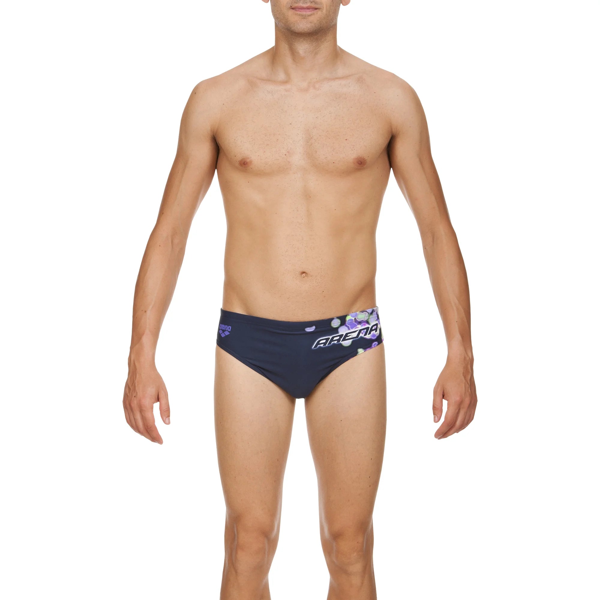 Arena Men Training Swim Briefs Flake Navy Agata Violet 7cm