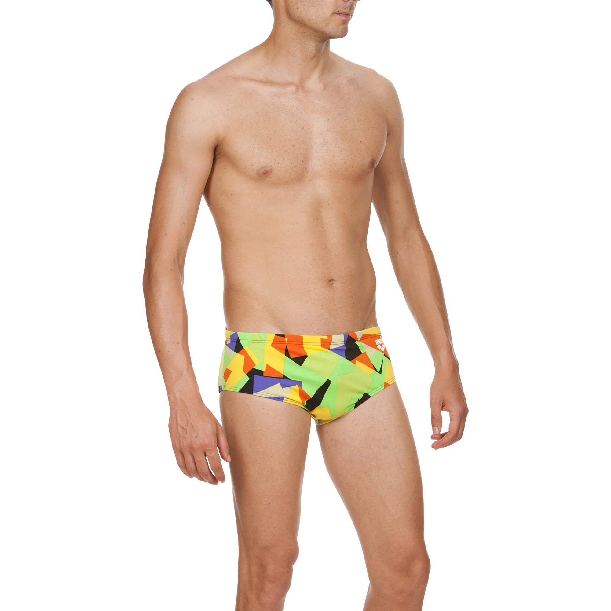 Arena Men Training Swim Briefs Glassy Black Energy Green 12cm