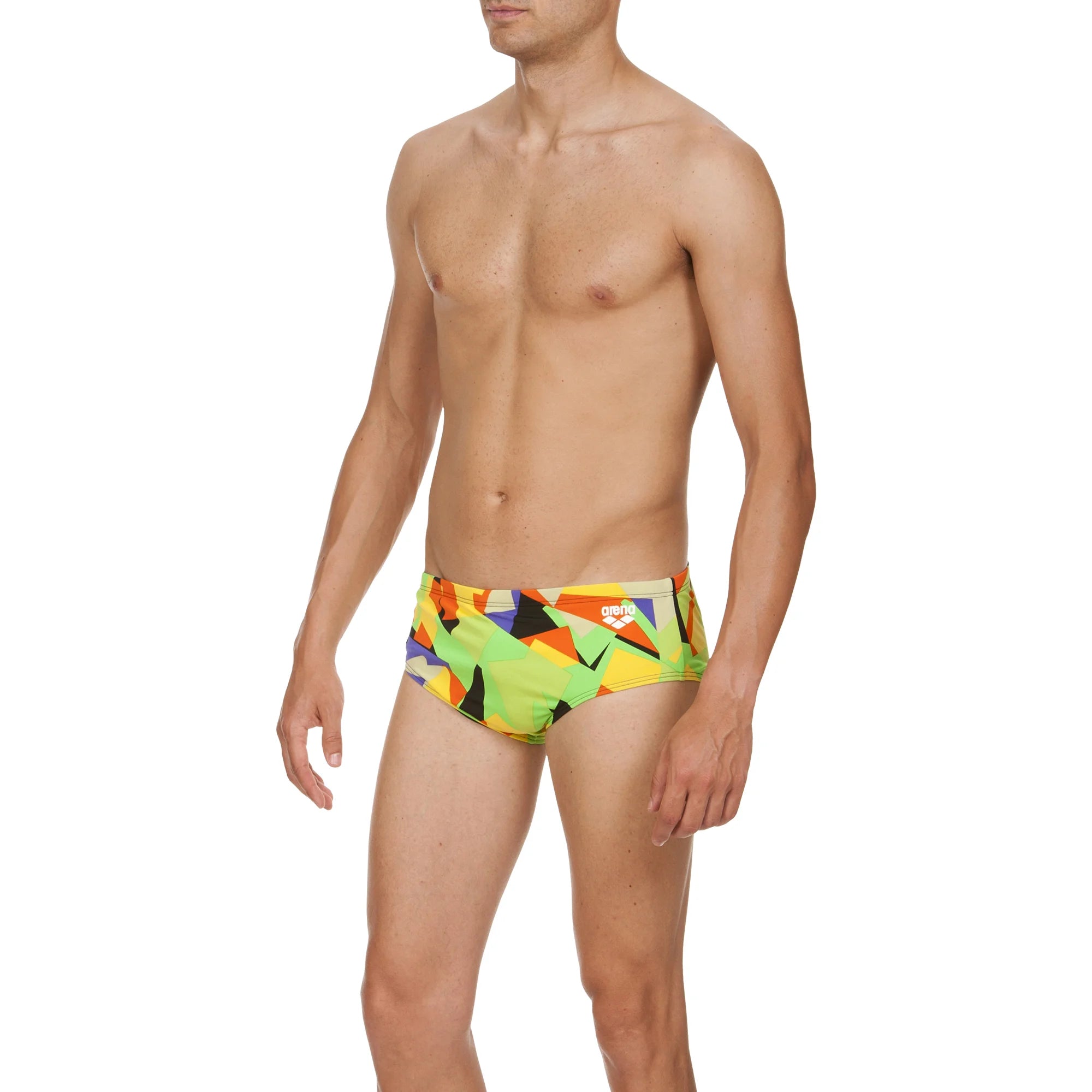 Arena Men Training Swim Briefs Glassy Black Energy Green 12cm