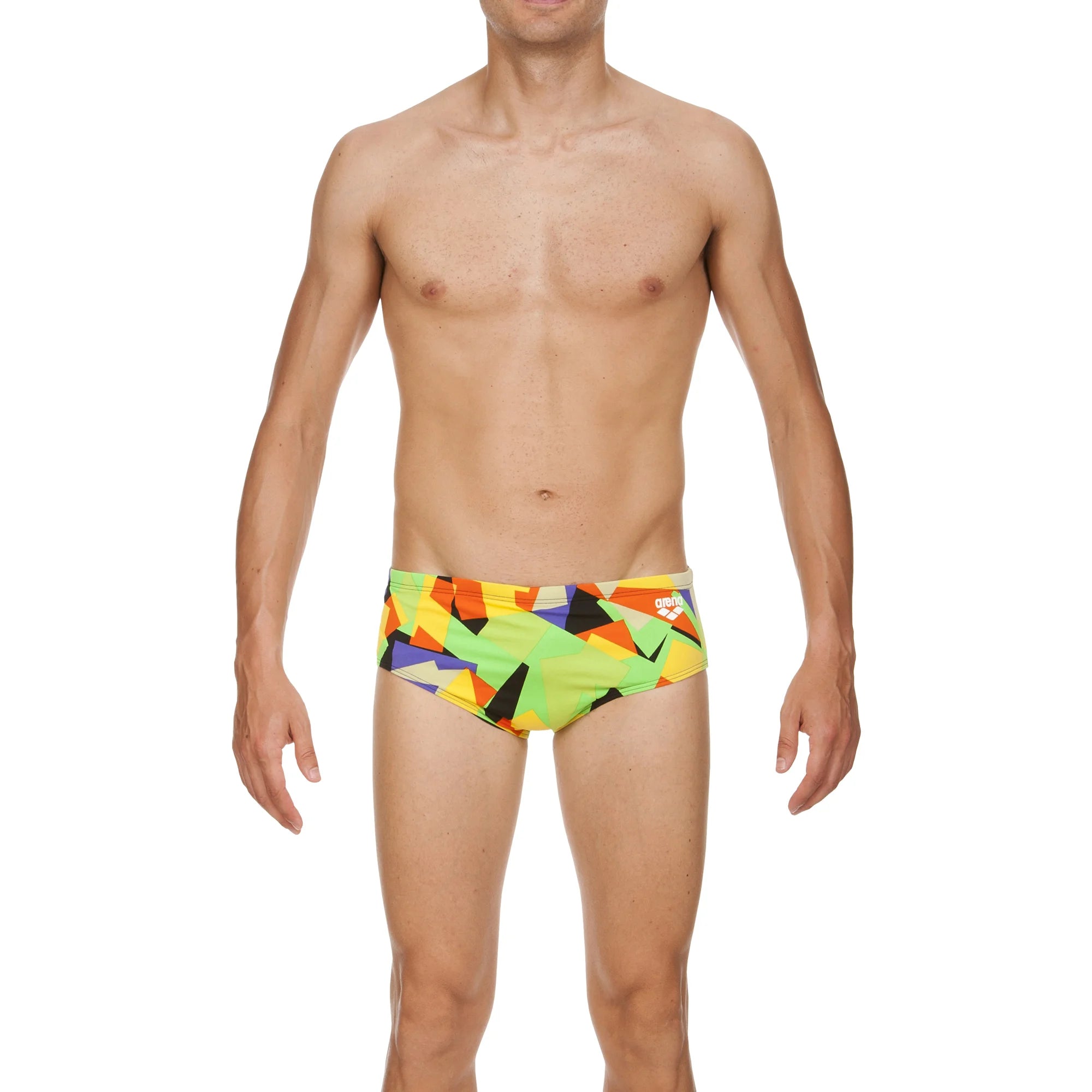 Arena Men Training Swim Briefs Glassy Black Energy Green 12cm