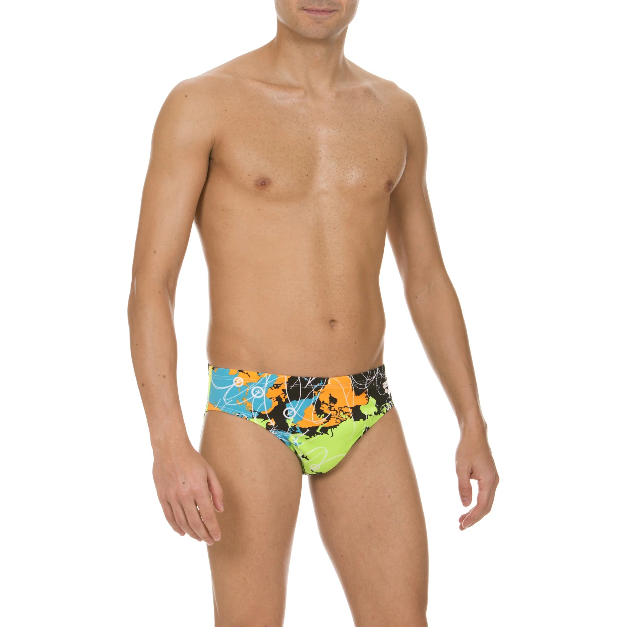 Arena Men Training Swim Briefs Routes Black Green 7cm
