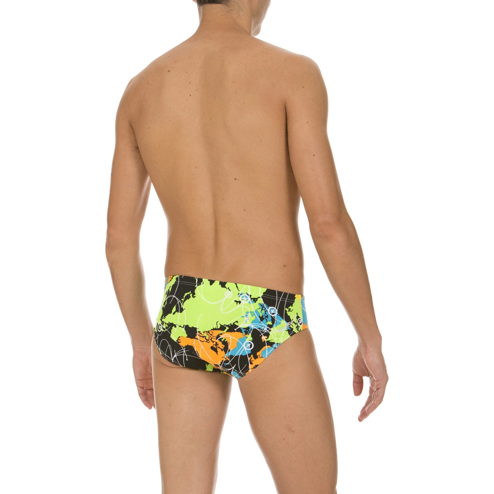 Arena Men Training Swim Briefs Routes Black Green 7cm