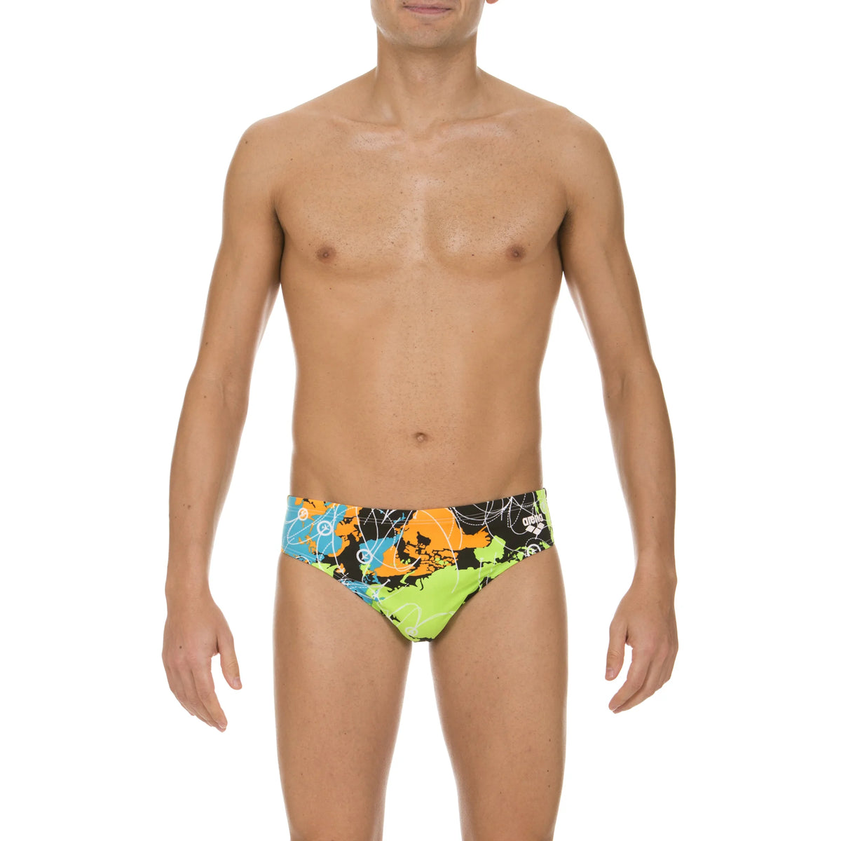 Arena Men Training Swim Briefs Routes Black Green 7cm