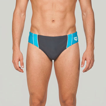 Arena Men Training Swim Briefs Sali Deep Grey Turquoise Eolian Blue 5.5cm