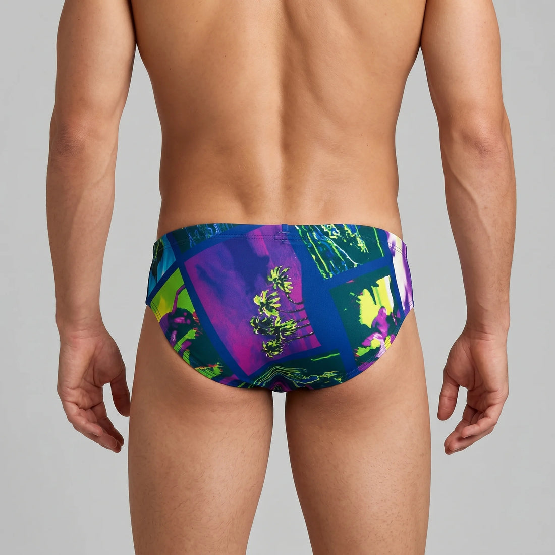 Arena Men Training Swimwear Brief Tropic Rebel Blue Multi Length 12cm Last Piece
