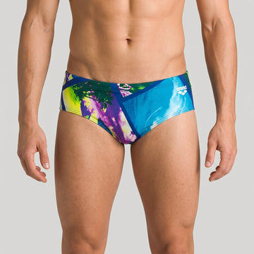 Arena Men Training Swim Briefs Tropic Rebel Blue Multi 12cm