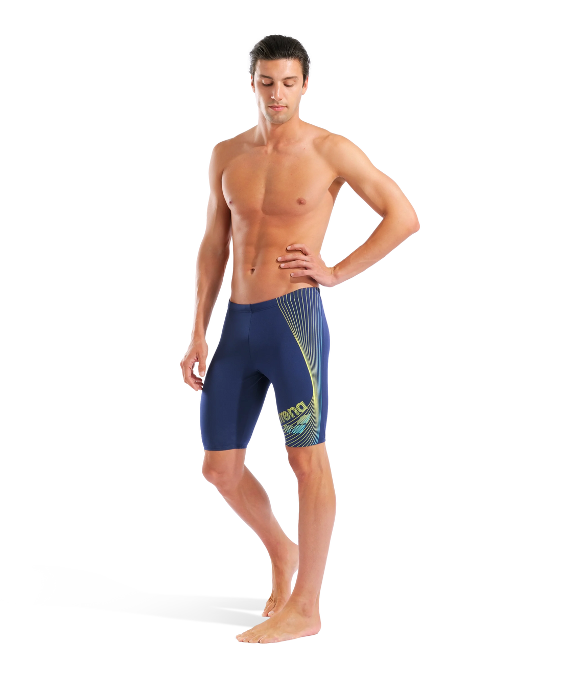 Arena Men Training Swim Jammers Design Navy Yellow Star Water