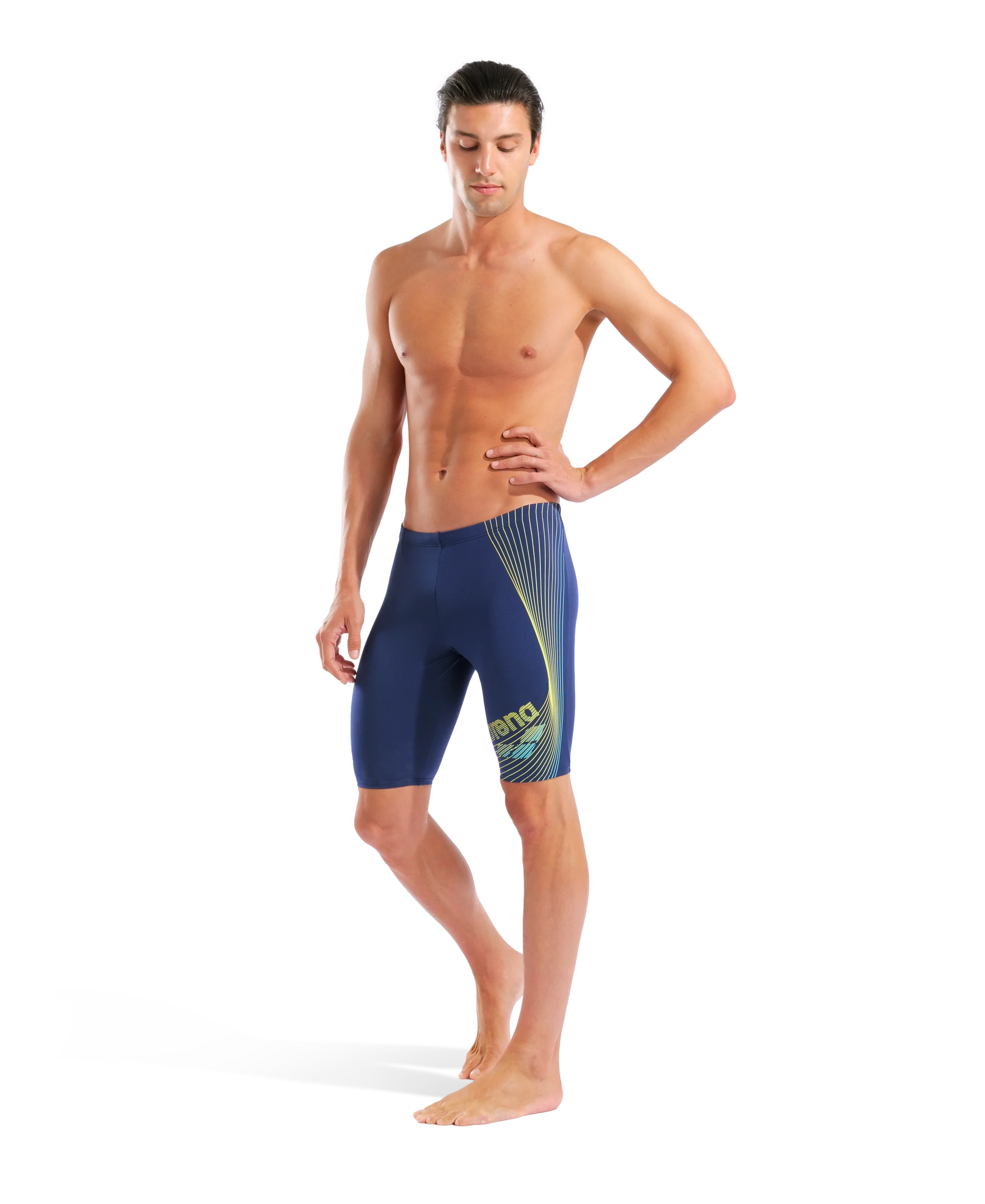 Arena Men Training Swim Jammers Design Navy Yellow Star Water