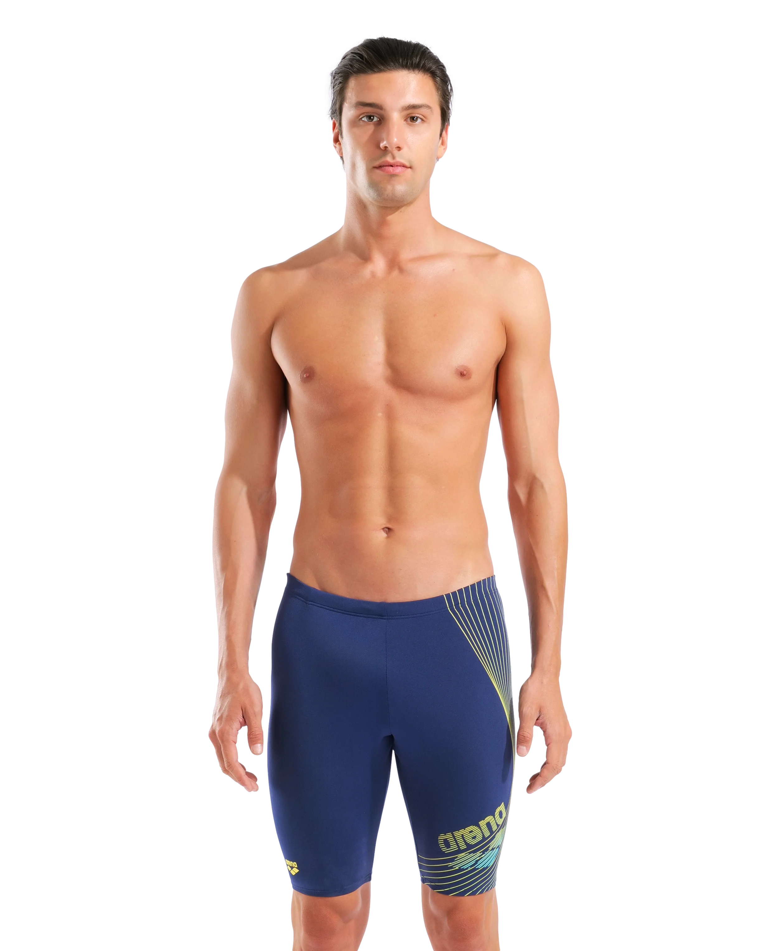 Arena Men Training Swim Jammers Design Navy Yellow Star Water