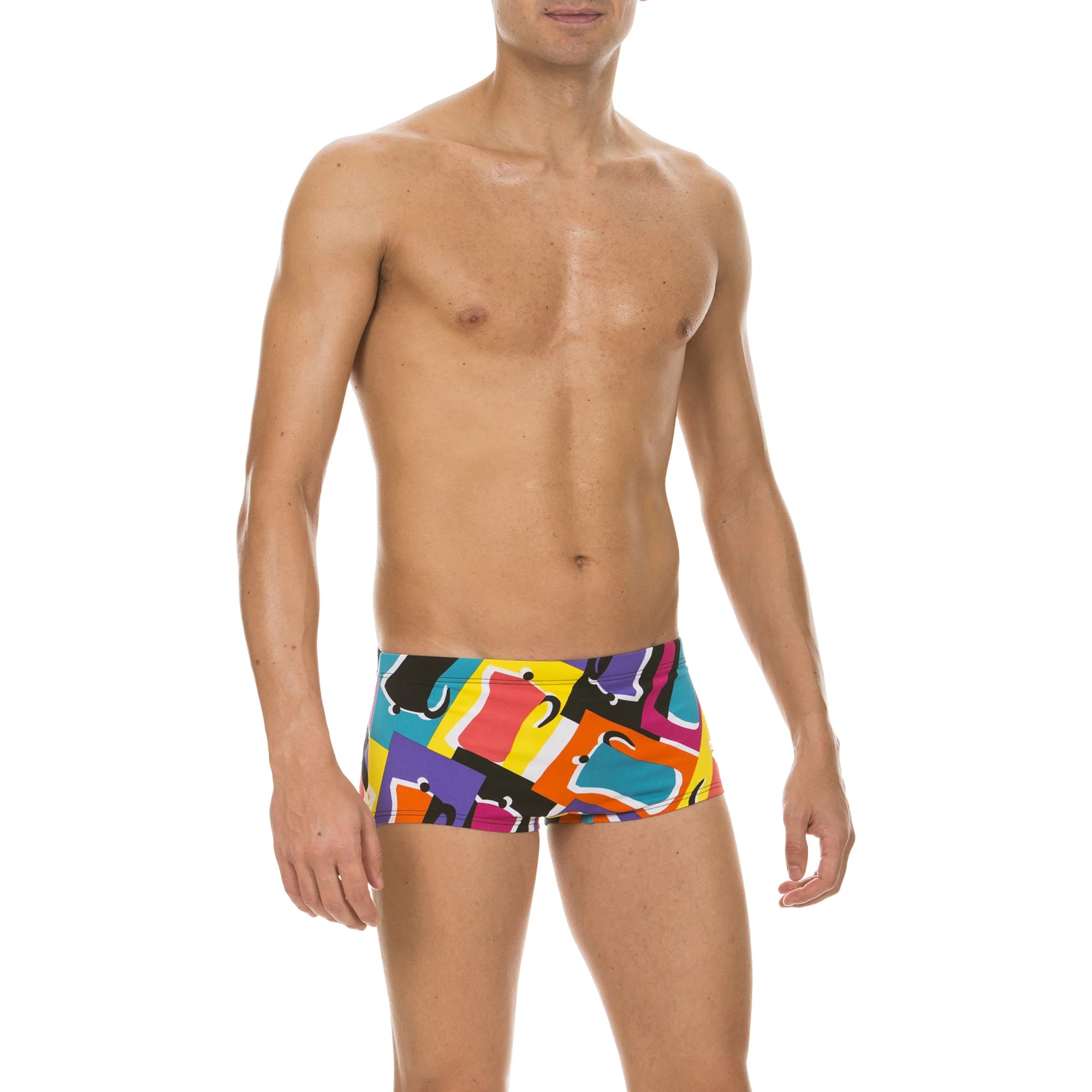 Arena Men Training Low Waist Swim Shorts Espresso Black Multi 17cm