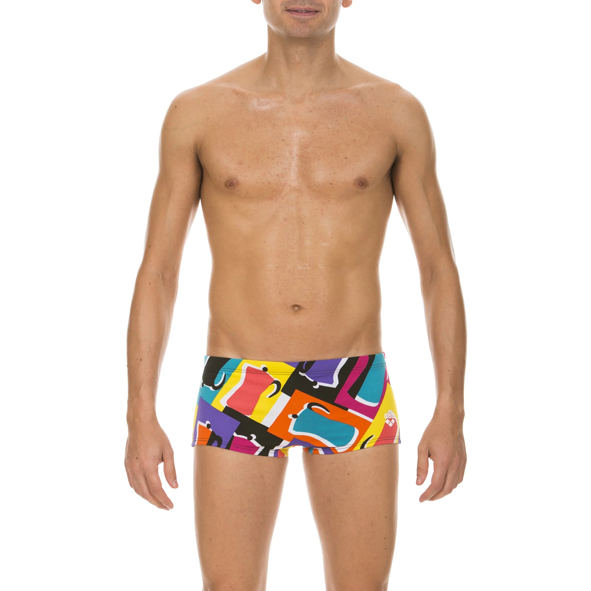 Arena Men Training Low Waist Swim Shorts Espresso Black Multi 17cm