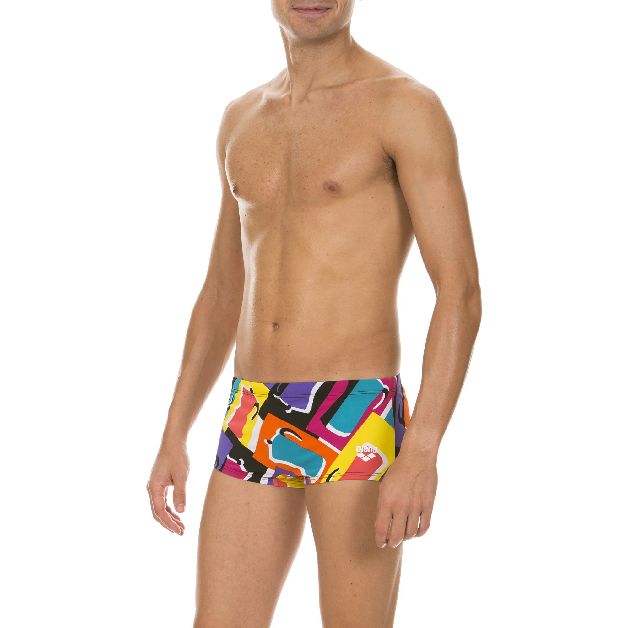 Arena Men Training Low Waist Swim Shorts Espresso Black Multi 17cm