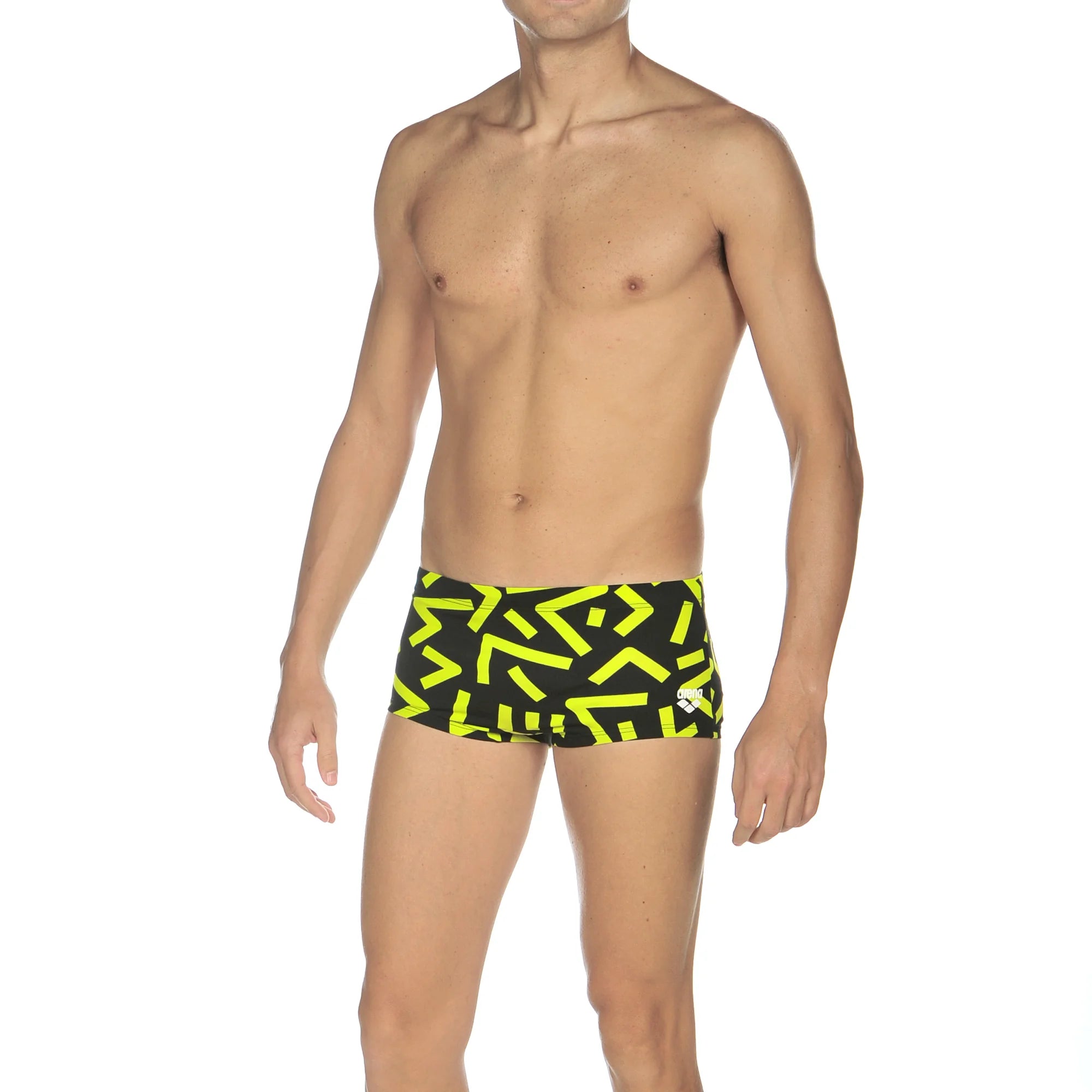 Arena Men Training Low Waist Swim Shorts Grafico Black Soft Green 17cm