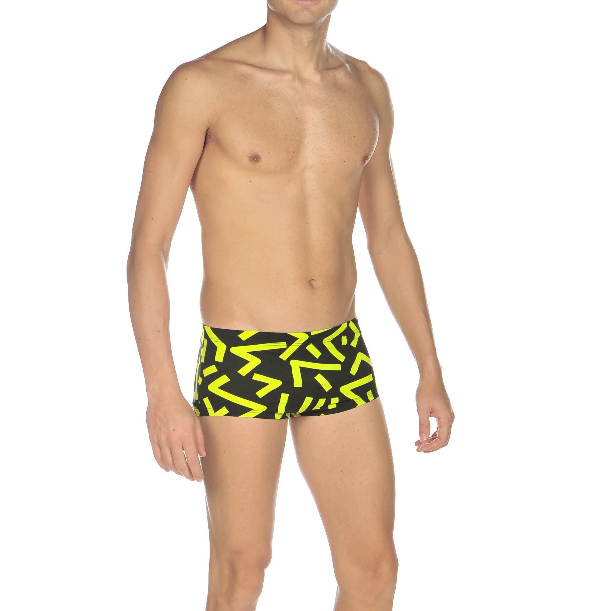 Arena Men Training Low Waist Swim Shorts Grafico Black Soft Green 17cm