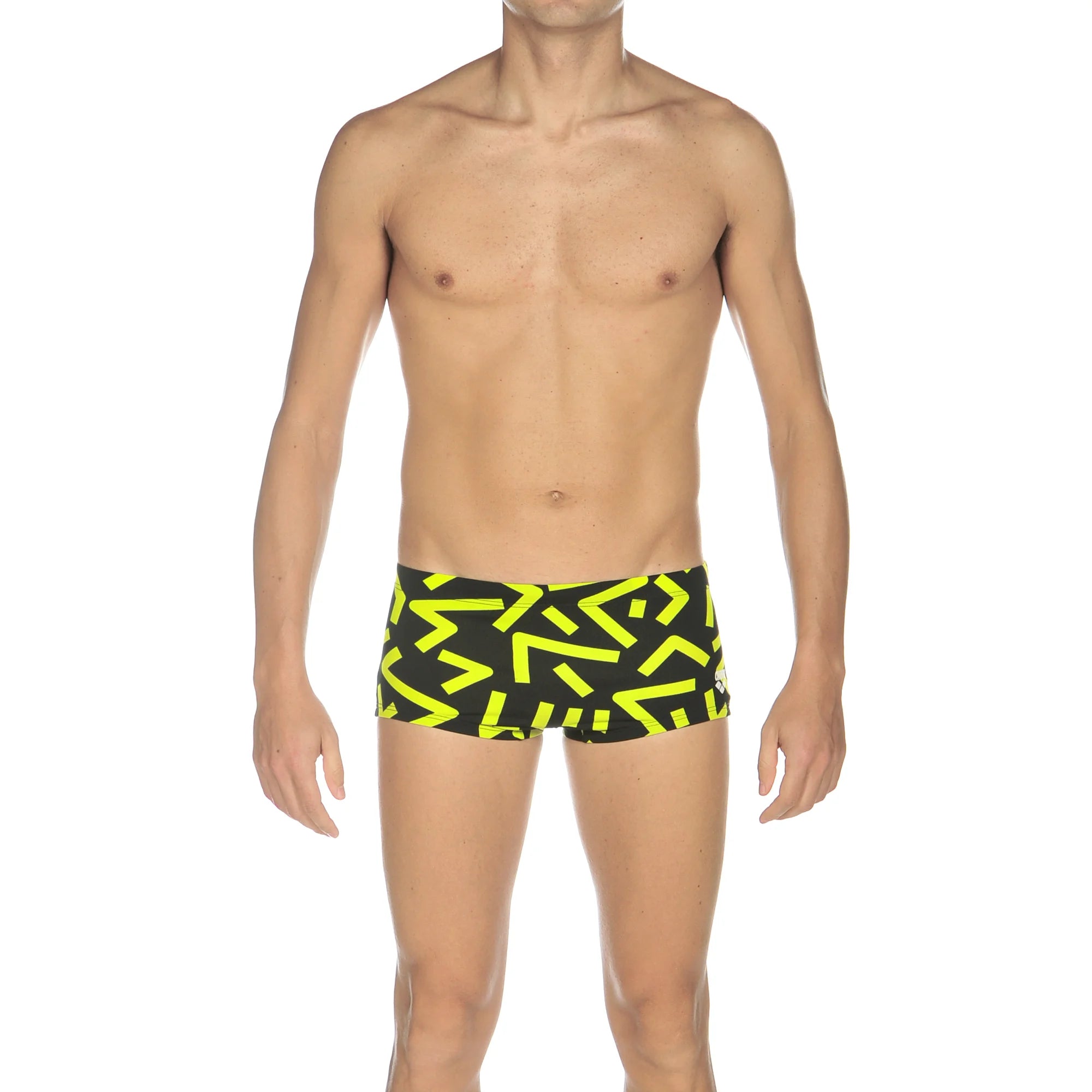 Arena Men Training Low Waist Swim Shorts Grafico Black Soft Green 17cm