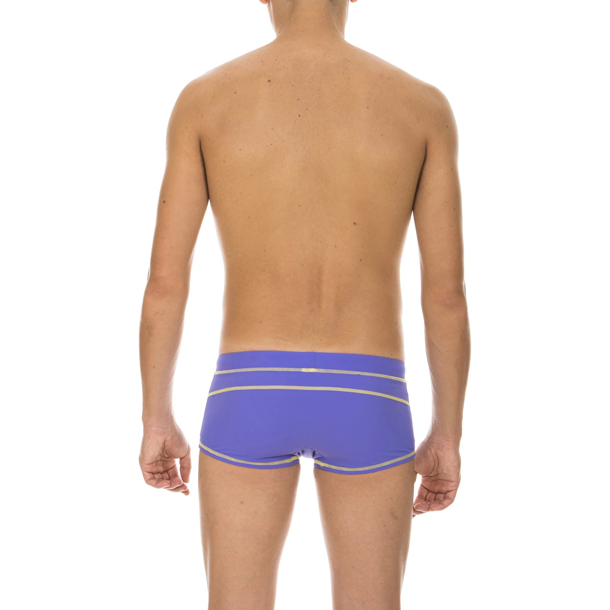 Arena Men Training Low Waist Swim Shorts Revo 17cm Agata Violet Yellow Star