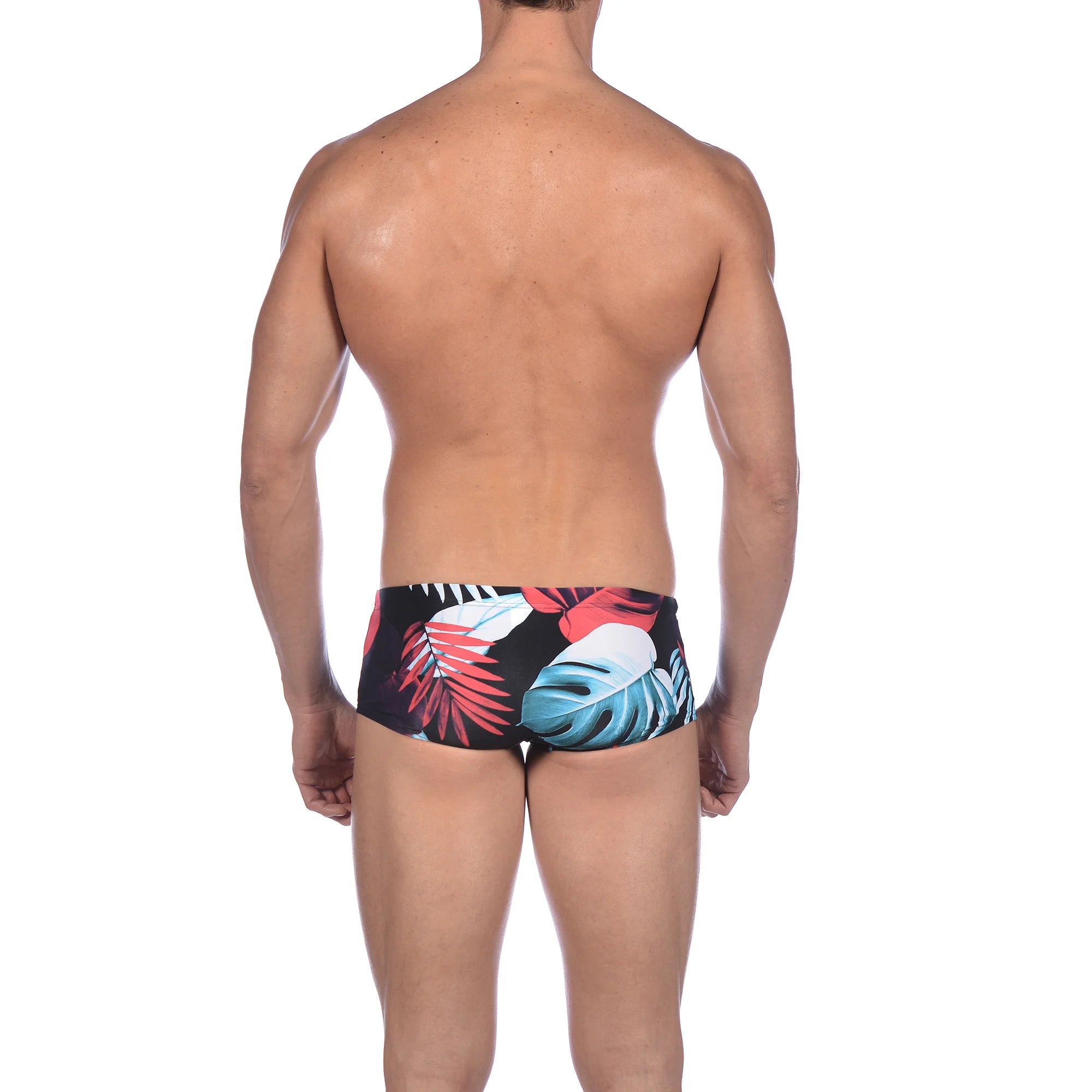 Arena Men Training Low Waist Swim Shorts Tropical Leaves 17cm