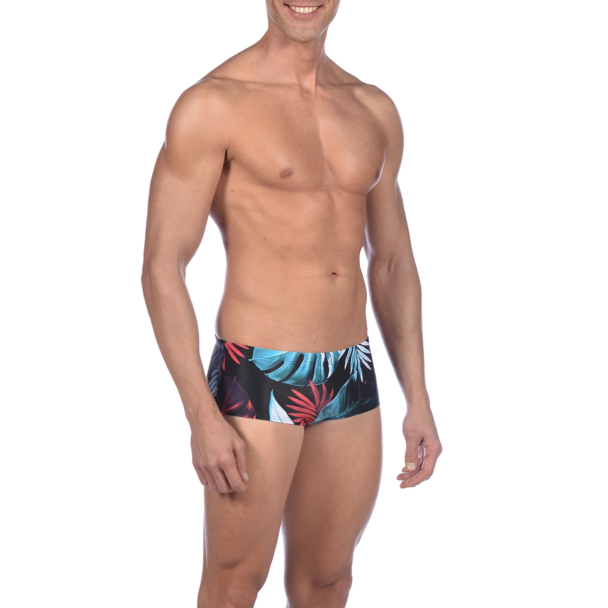 Arena Men Training Low Waist Swim Shorts Tropical Leaves 17cm