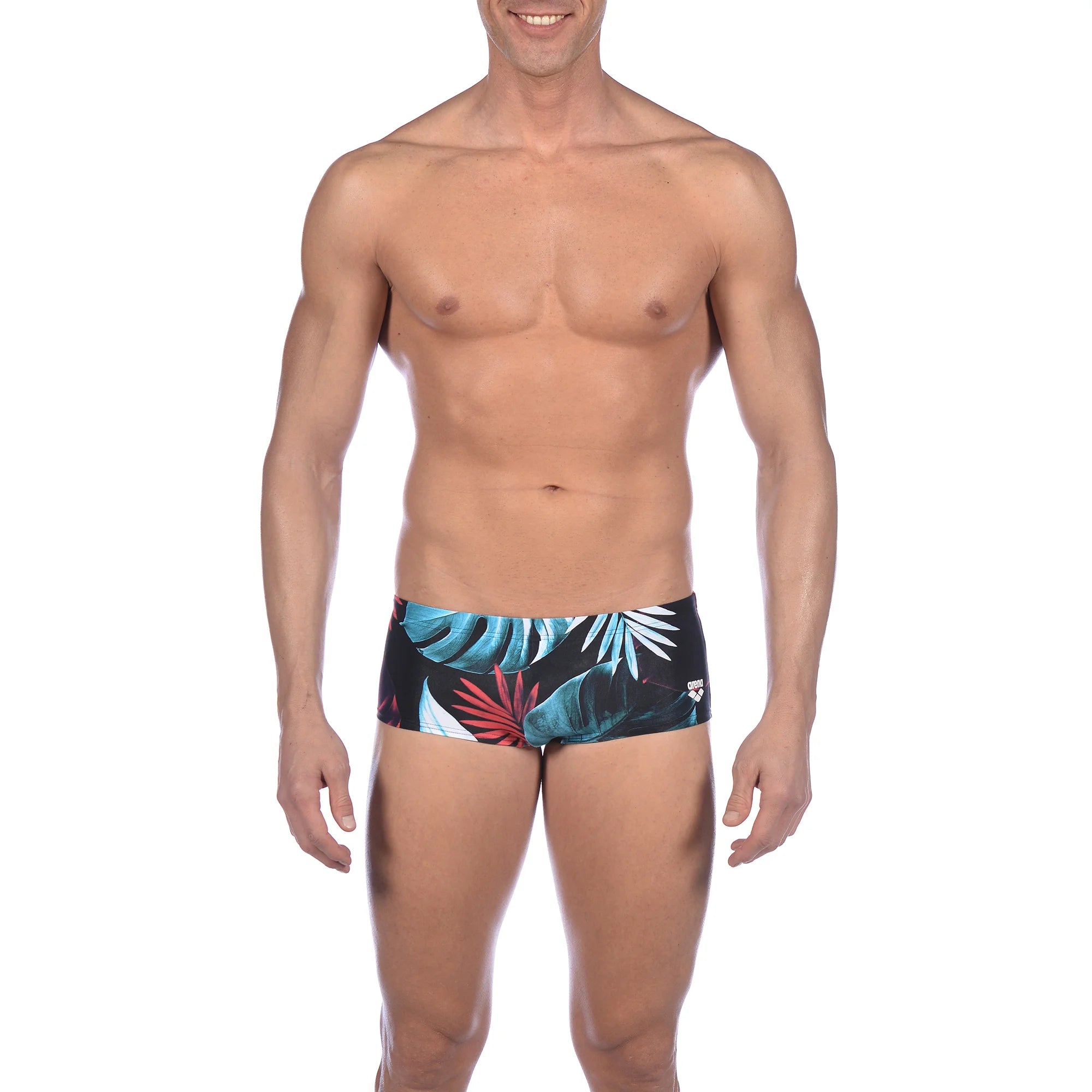 Arena Men Training Low Waist Swim Shorts Tropical Leaves 17cm