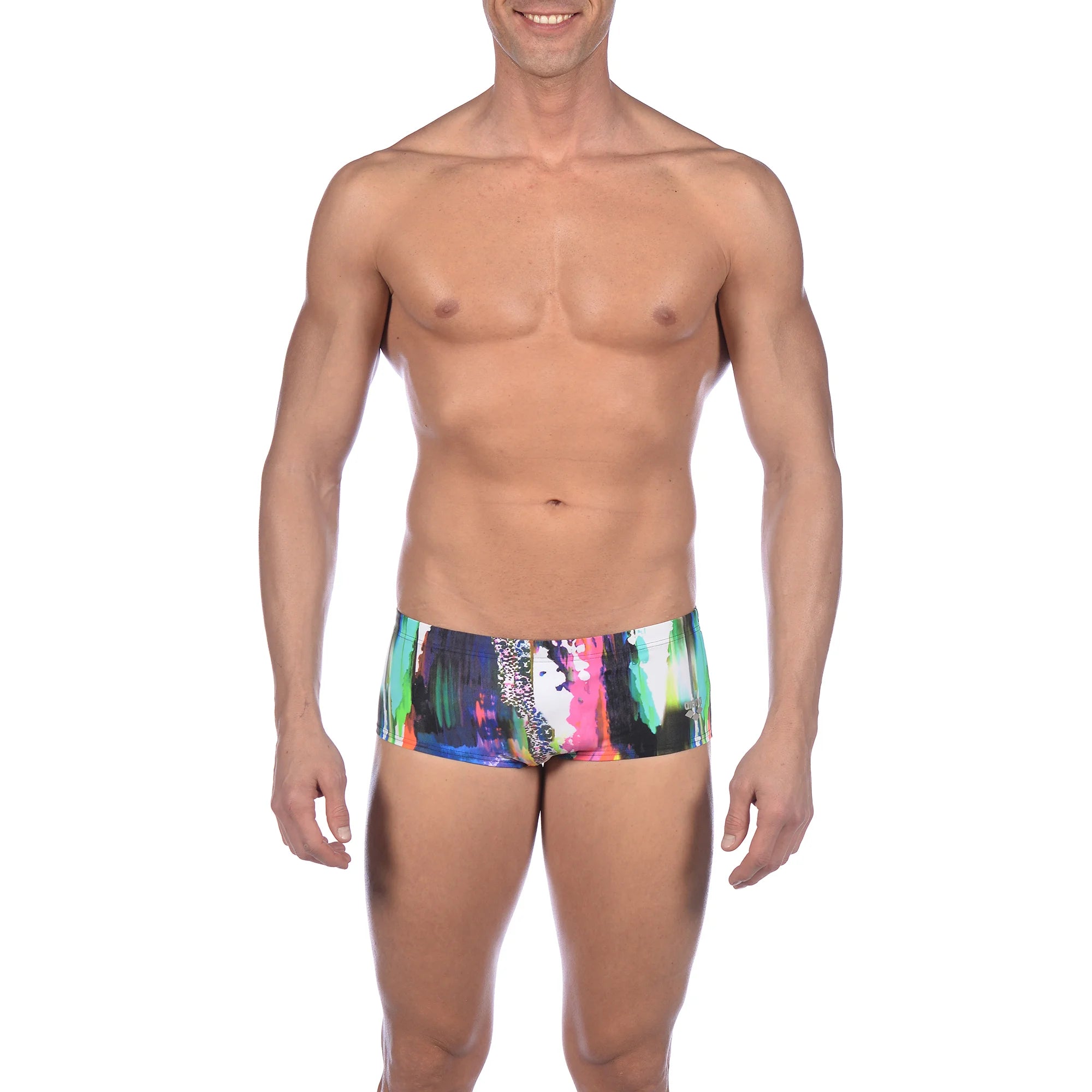 Arena Men Training Low Waist Swim Shorts Vivid Pink Multi 17cm