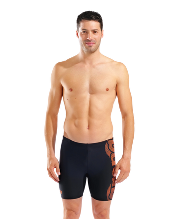 Arena Men Training Swim Mid Jammers Sketch Black Orange