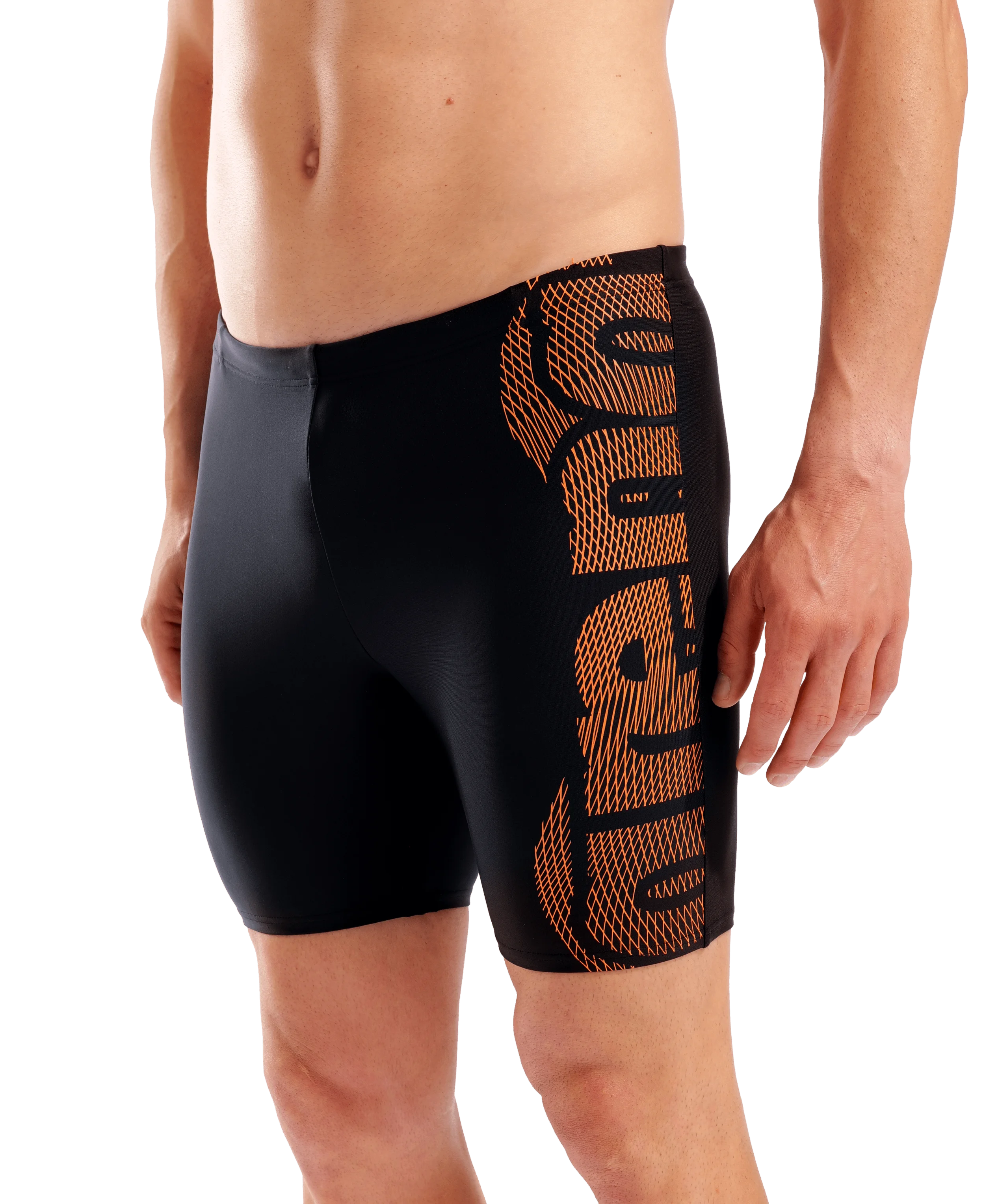 Arena Men Training Swim Mid Jammers Sketch Black Orange