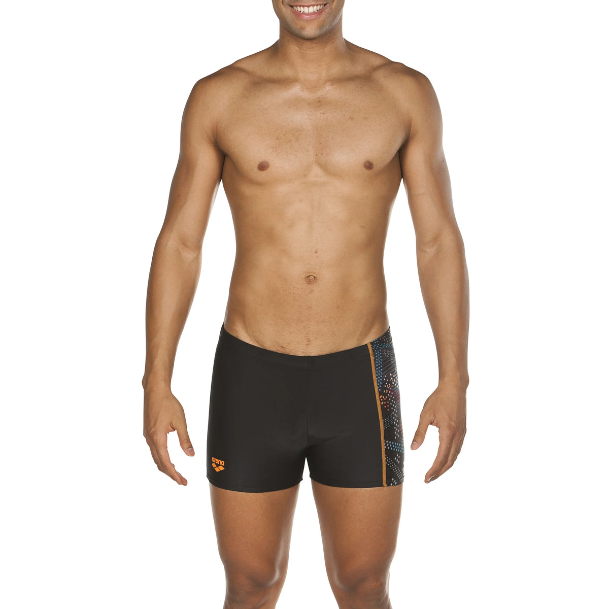 Arena Men Training Swim Shorts Baya Black Tangerine 27cm
