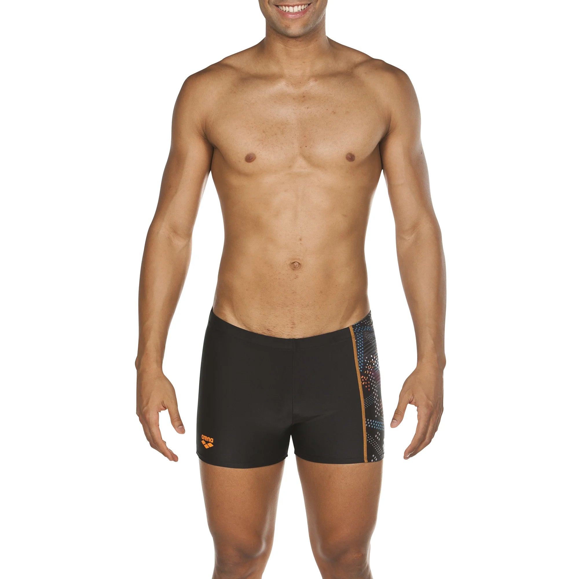 Arena Men Training Swim Shorts Baya Black Tangerine 27cm