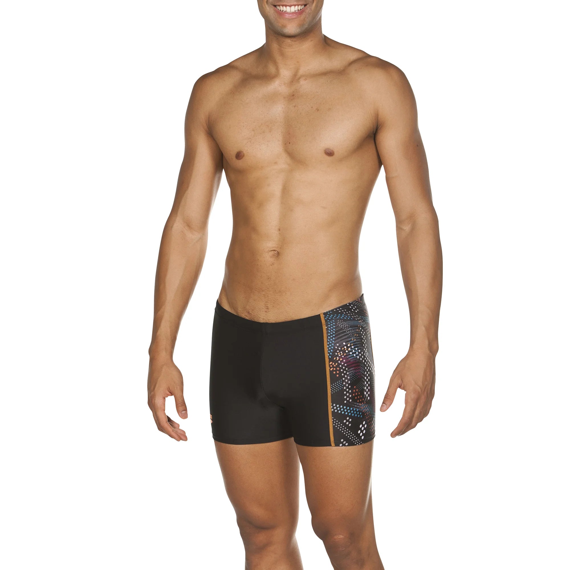 Arena Men Training Swim Shorts Baya Black Tangerine 27cm