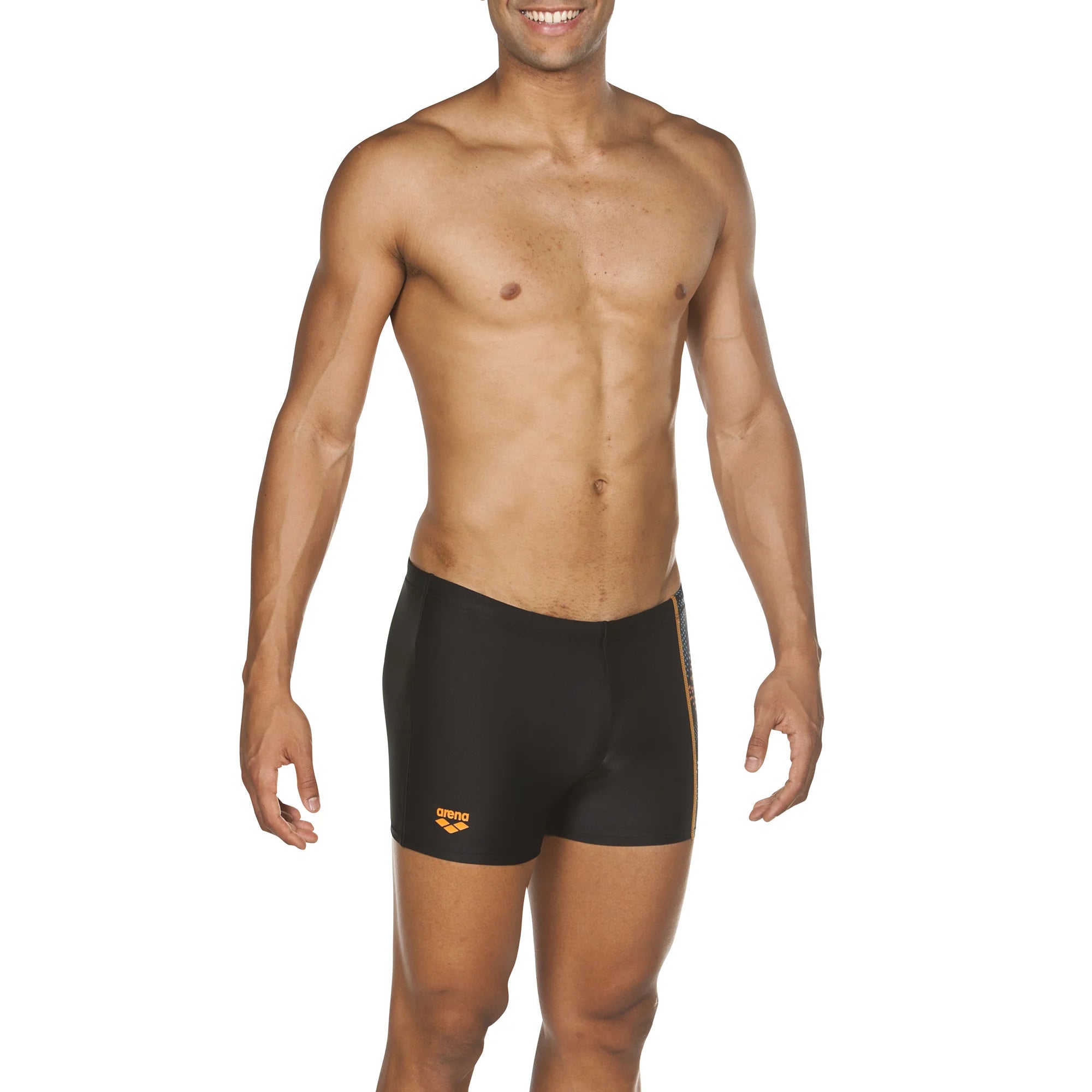 Arena Men Training Swim Shorts Baya Black Tangerine 27cm