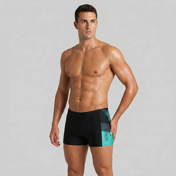 Arena Men Training Swim Shorts Brisa Black Bali Green 27cm