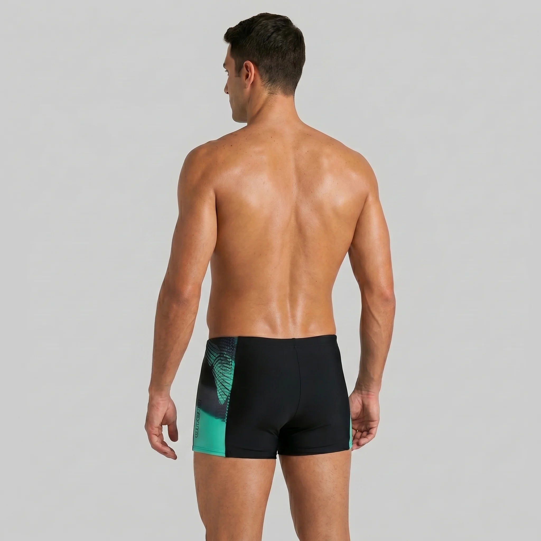 Arena Men Training Swim Shorts Brisa Black Bali Green 27cm
