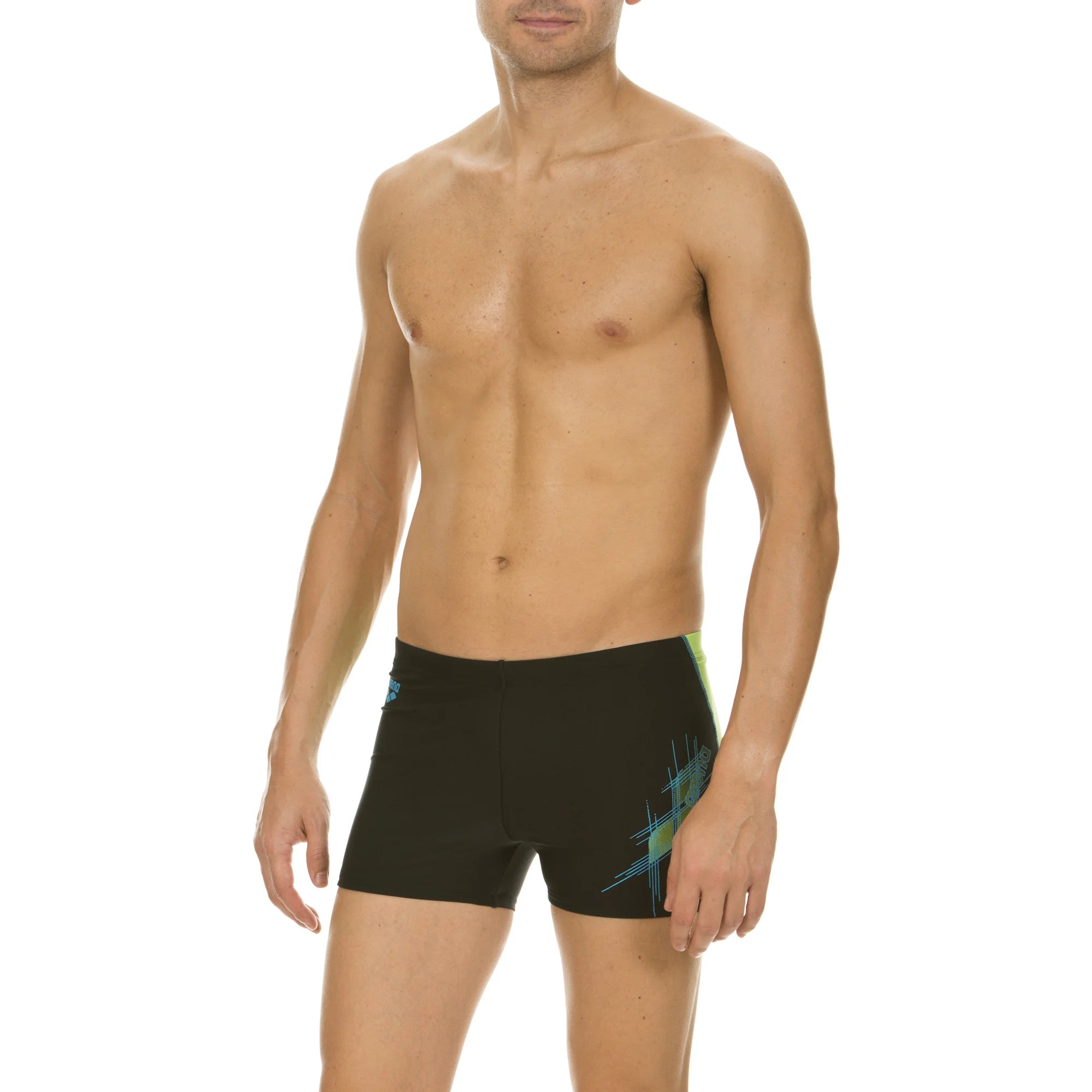 Arena Men Training Swim Shorts Descriptio Black Energy Green Turquoise 27cm