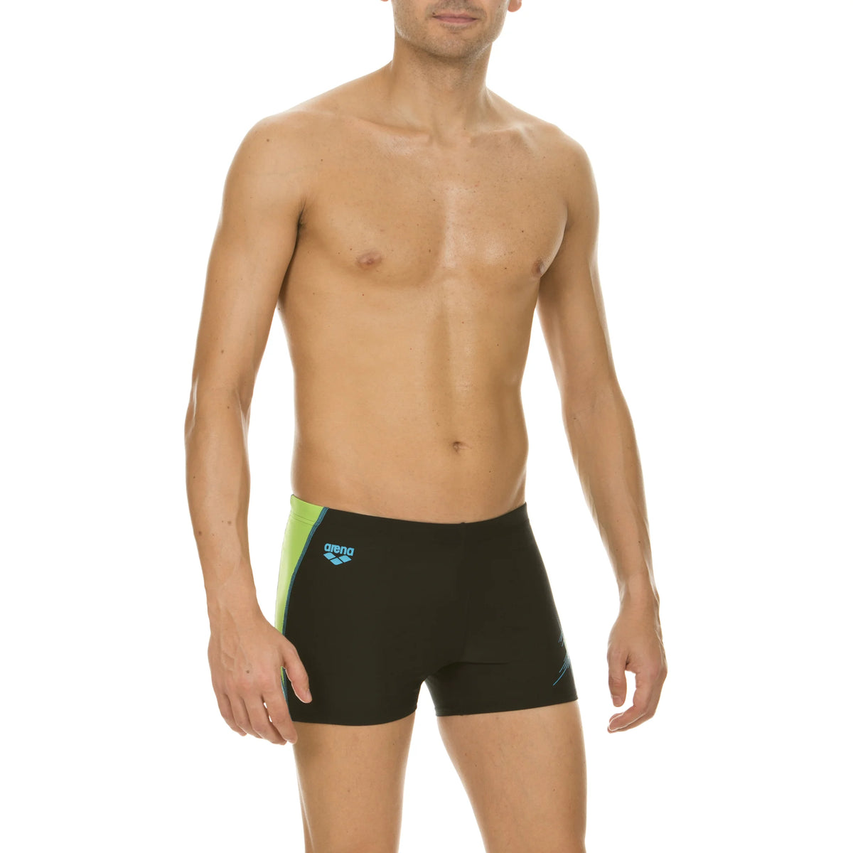 Arena Men Training Swim Shorts Descriptio Black Energy Green Turquoise 27cm