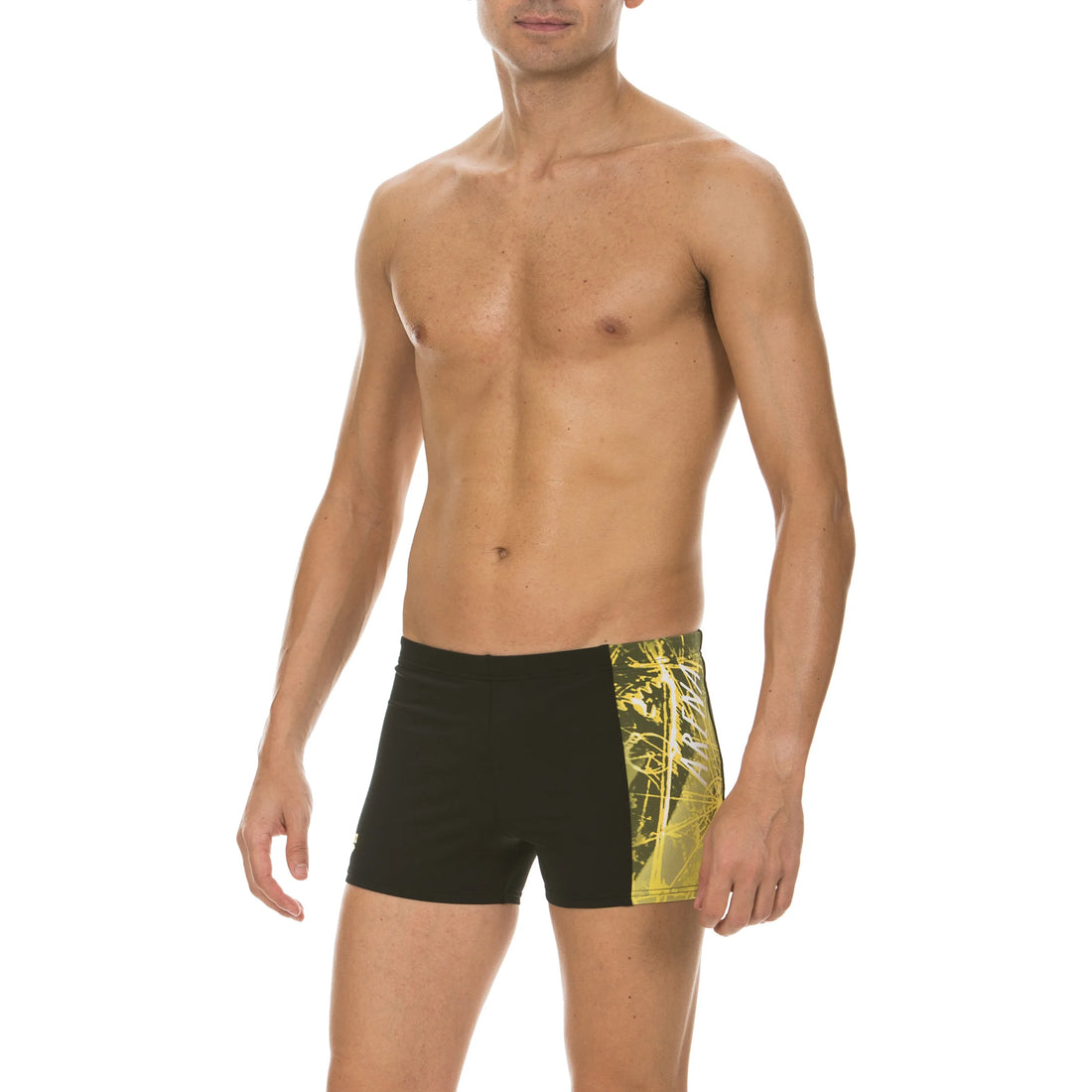 Arena Men Training Swim Shorts Drafty Black Yellow Star 27cm