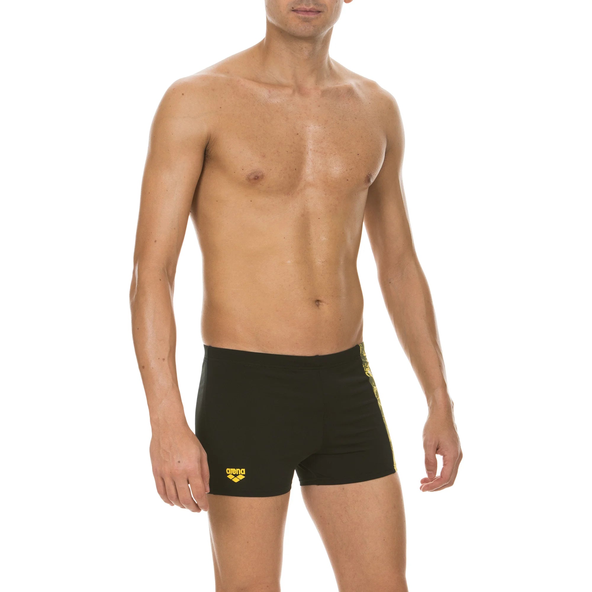 Arena Men Training Swim Shorts Drafty Black Yellow Star 27cm