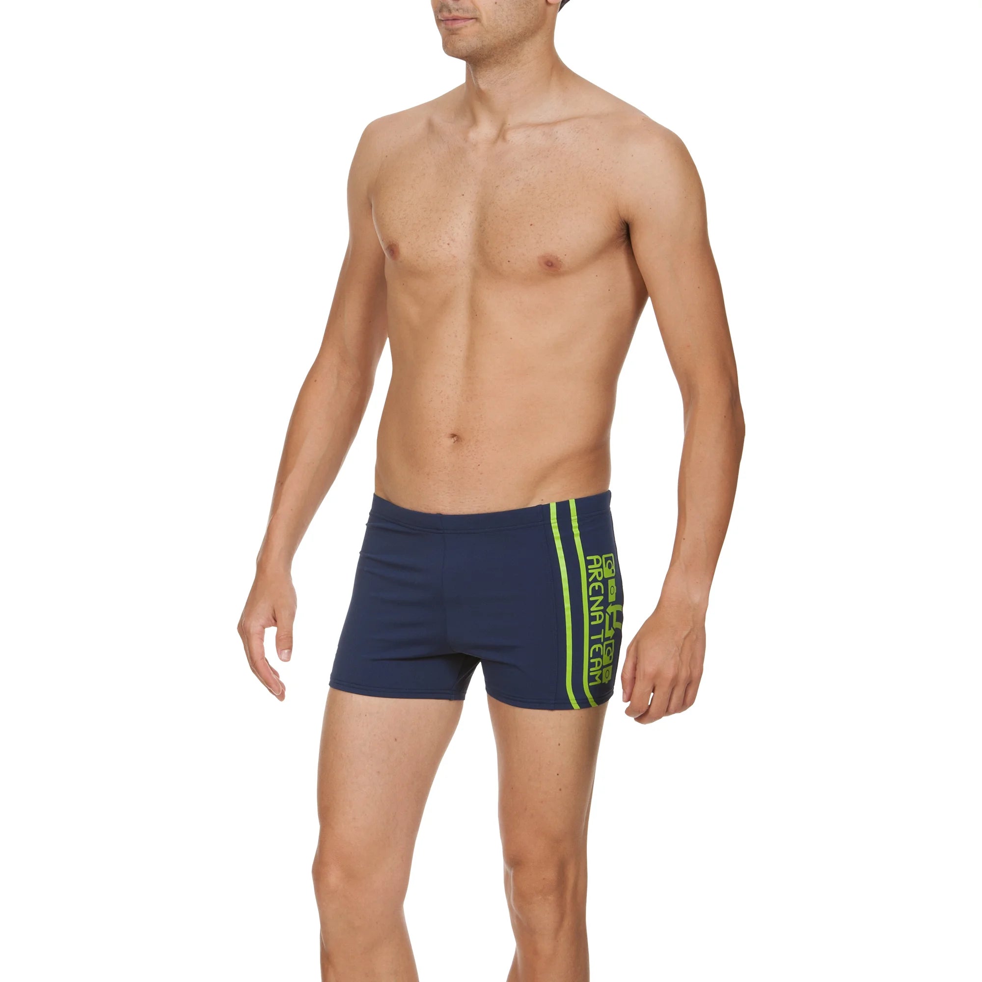 Arena Men Training Swim Shorts Team Navy Energy Green 27cm
