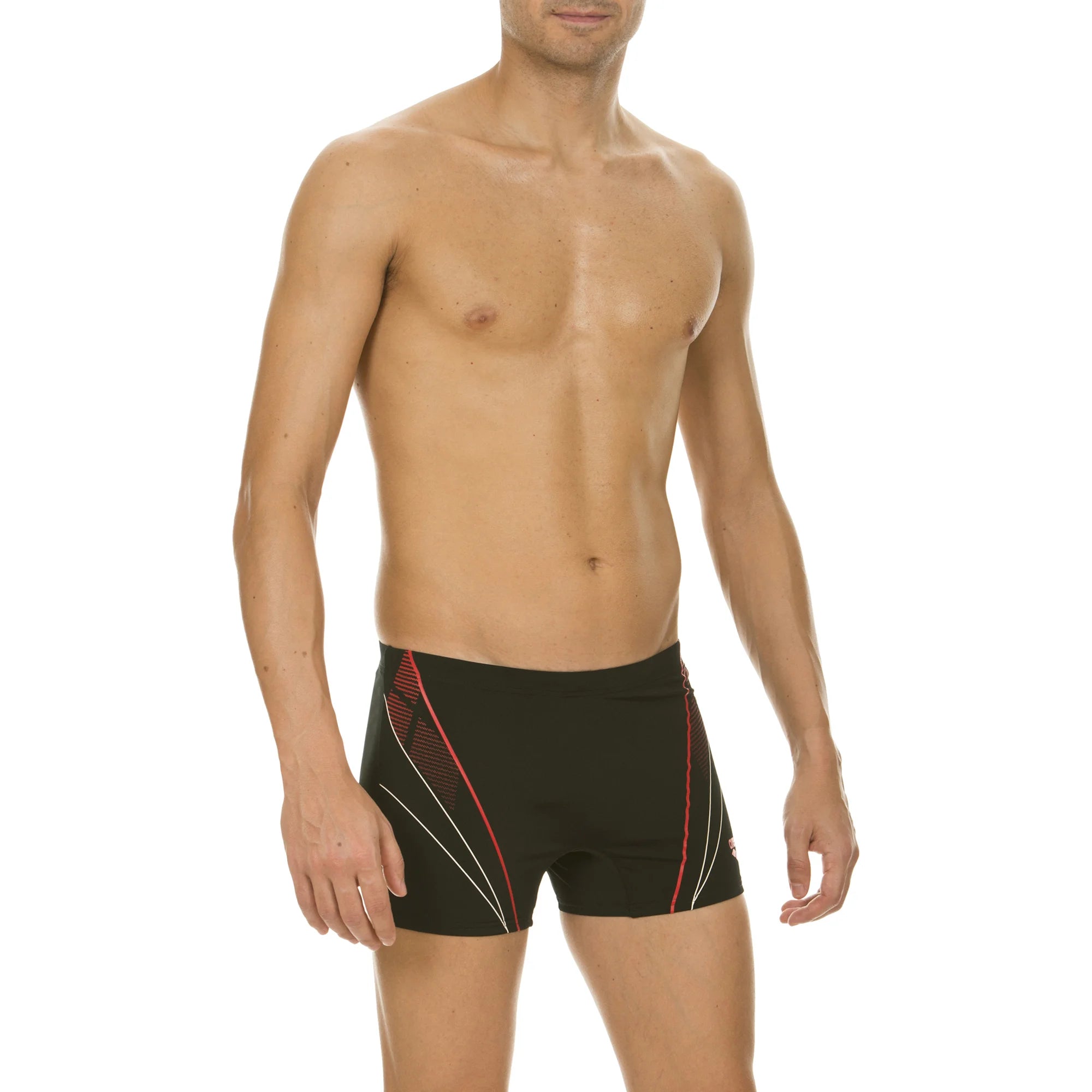 Arena Men Training Swim Shorts Wheelie Black Red White 27cm