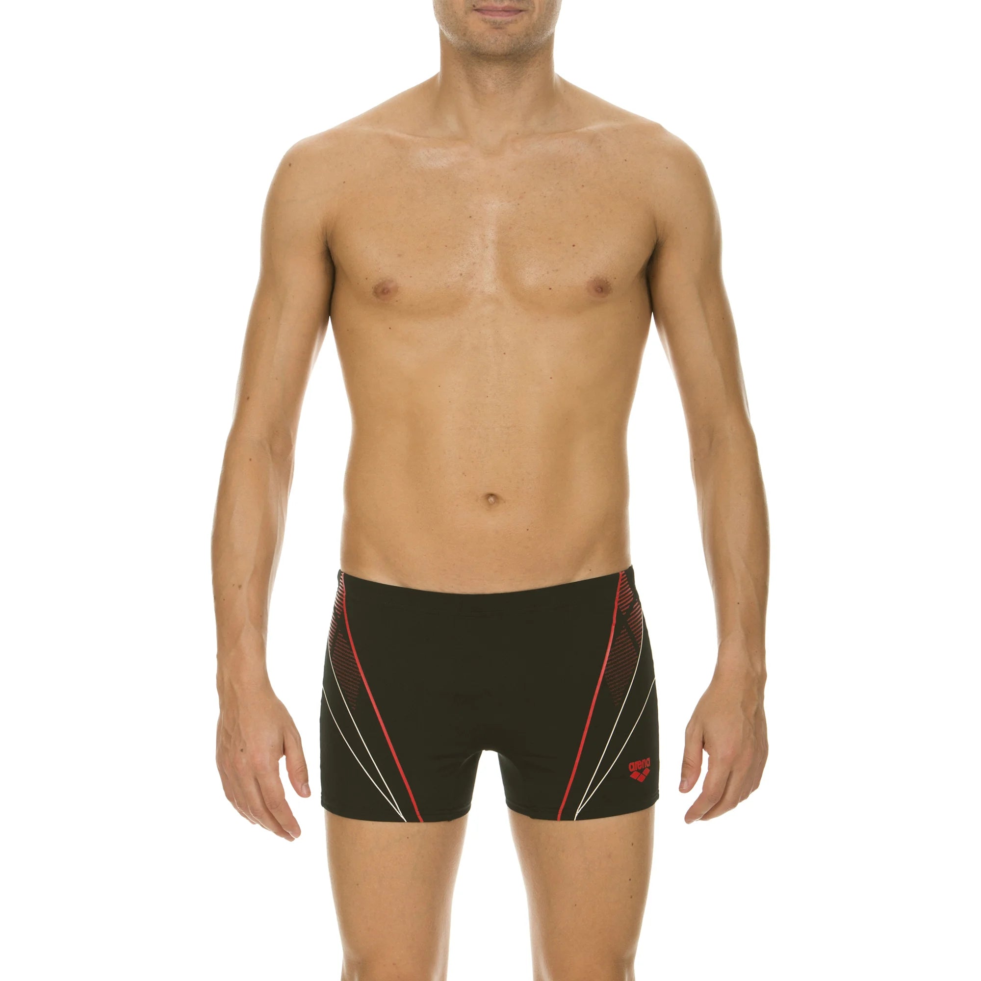 Arena Men Training Swim Shorts Wheelie Black Red White 27cm